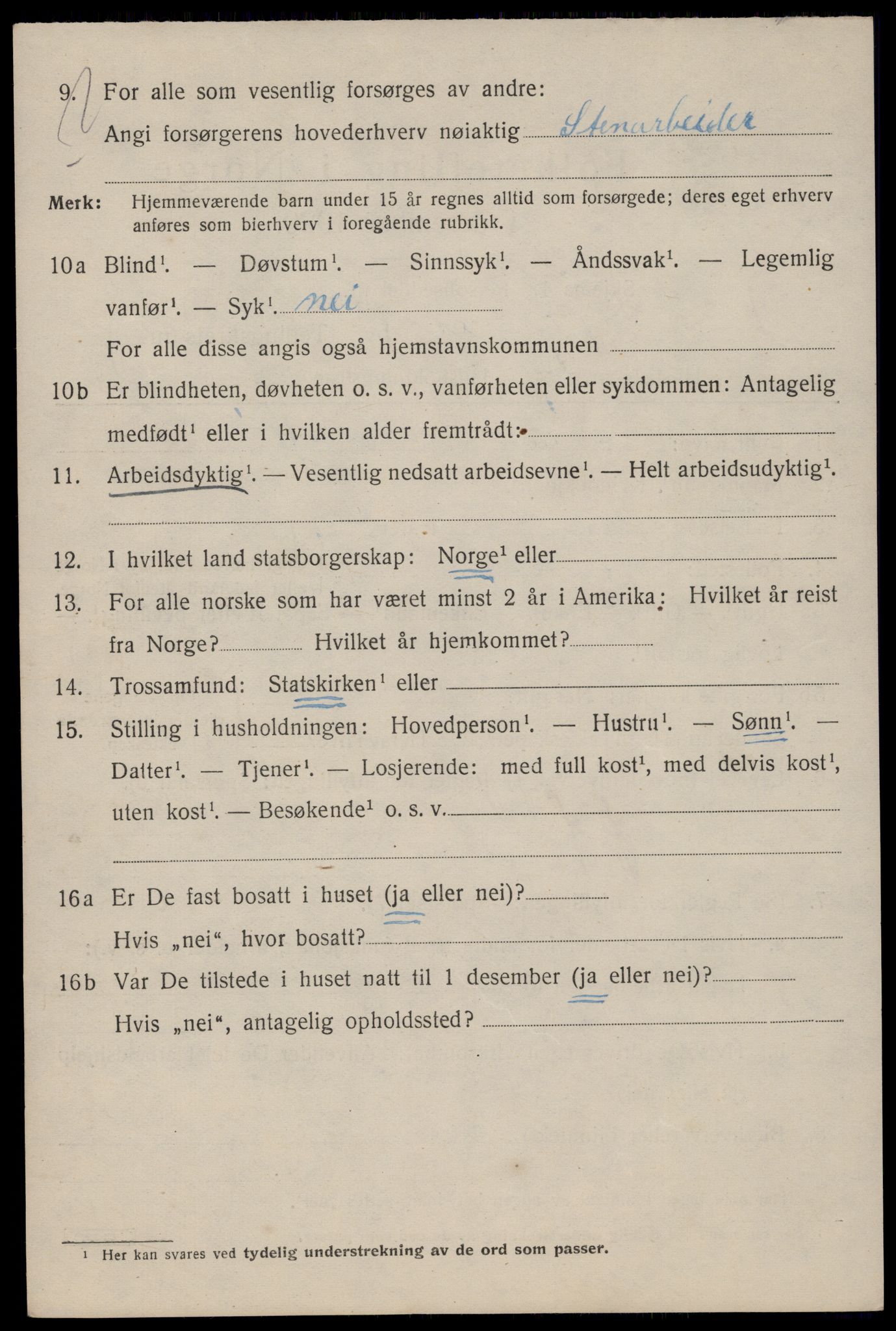 SAST, 1920 census for Stavanger, 1920, p. 101029