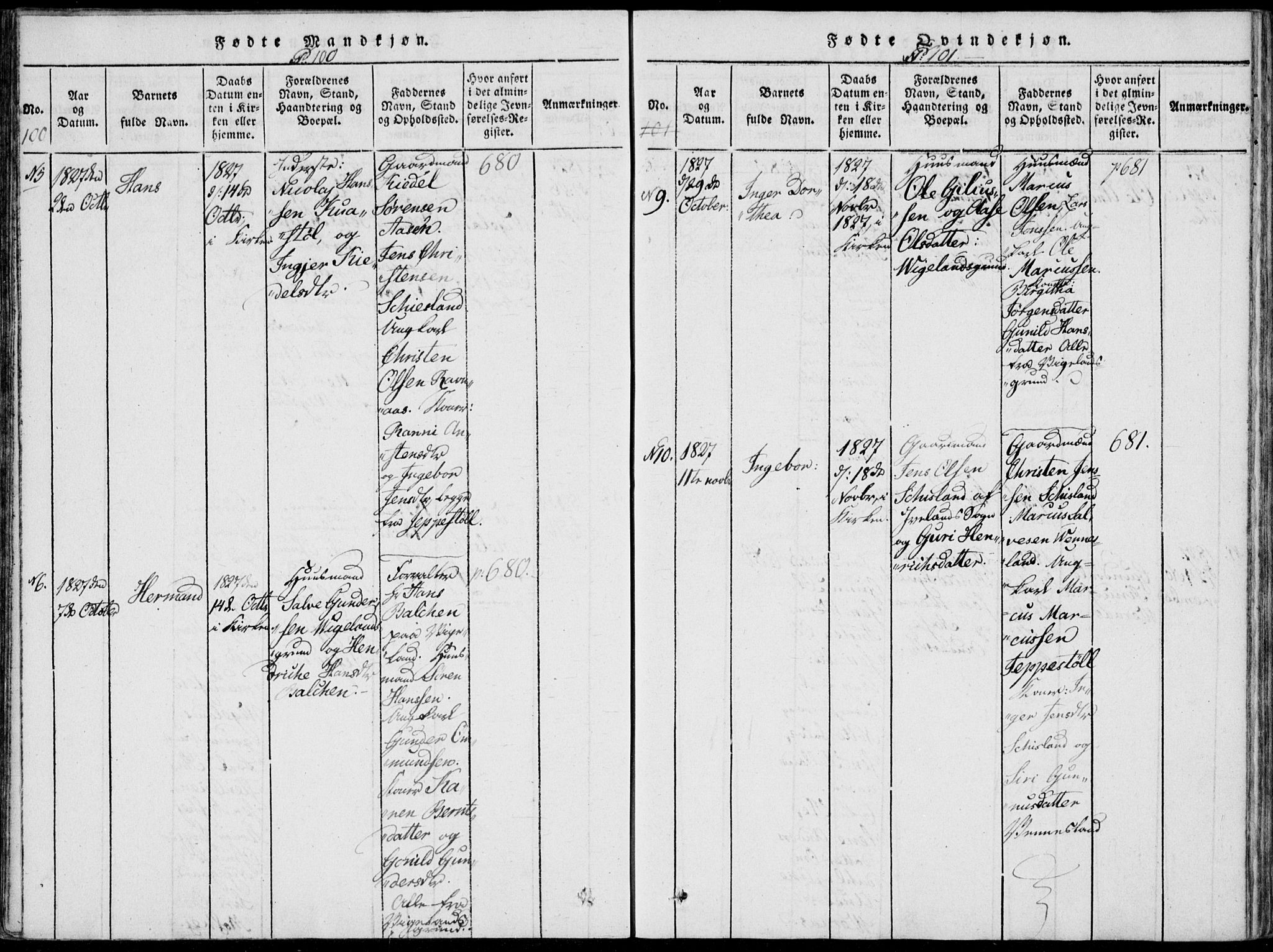 Vennesla sokneprestkontor, AV/SAK-1111-0045/Fa/Fab/L0003: Parish register (official) no. A 3, 1820-1834, p. 100-101