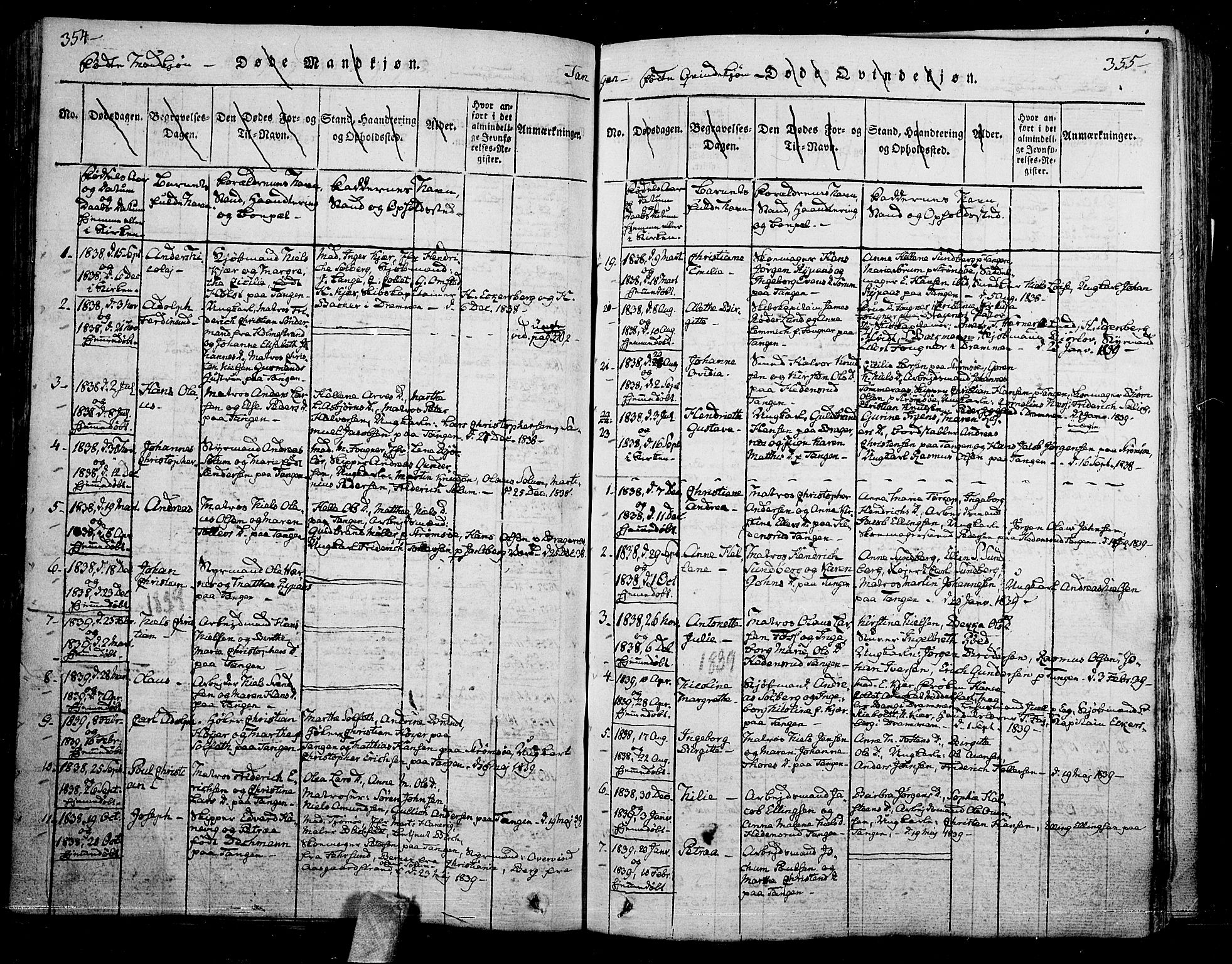 Skoger kirkebøker, AV/SAKO-A-59/F/Fa/L0002: Parish register (official) no. I 2 /2, 1814-1842, p. 354-355