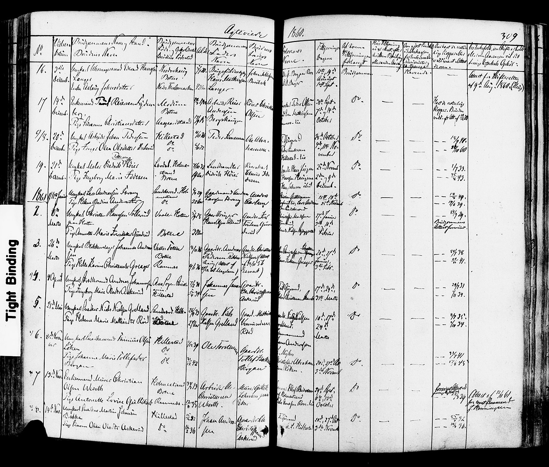 Botne kirkebøker, AV/SAKO-A-340/F/Fa/L0006: Parish register (official) no. I 6, 1836-1877, p. 309