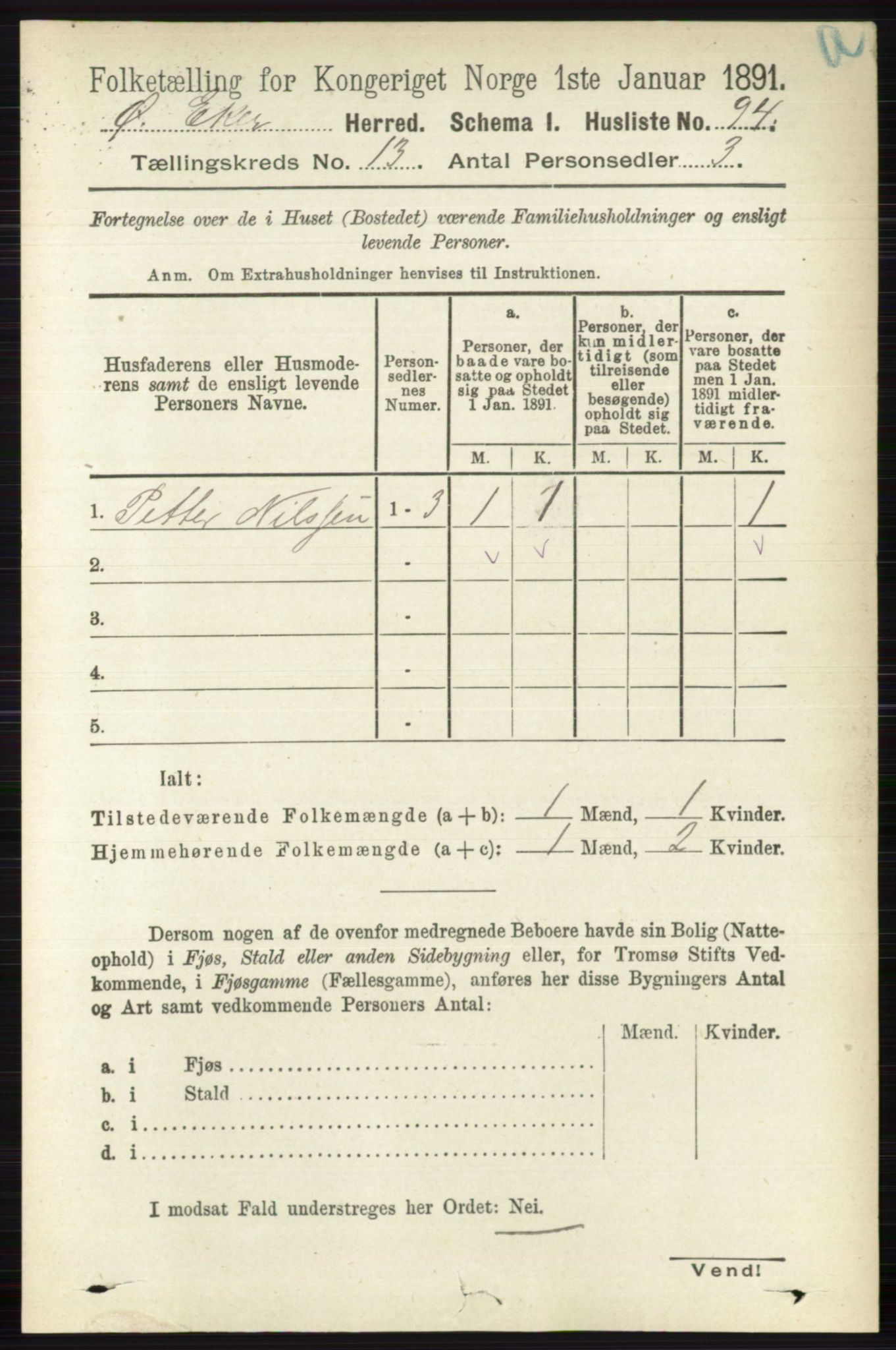 RA, 1891 census for 0624 Øvre Eiker, 1891, p. 5875