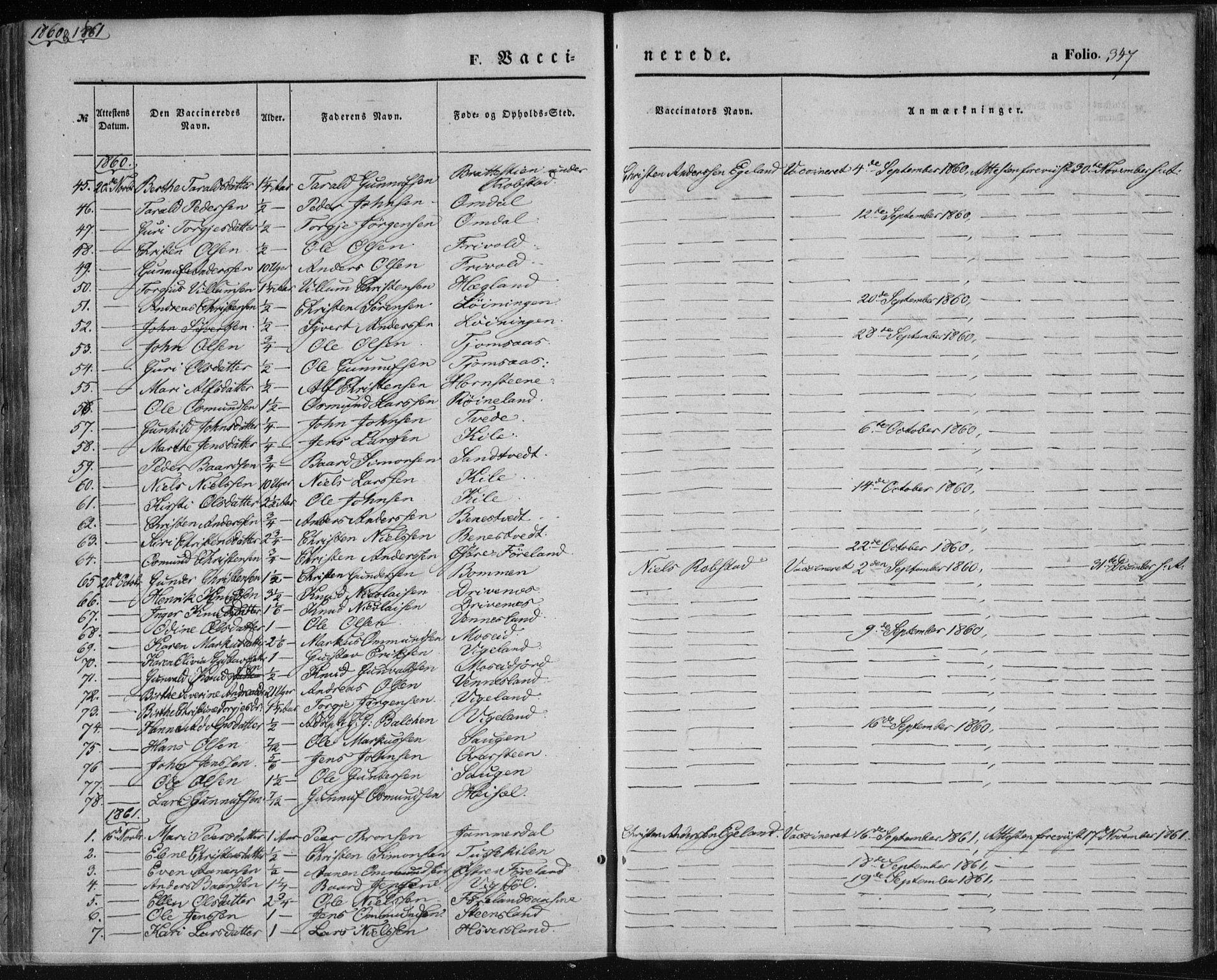 Vennesla sokneprestkontor, AV/SAK-1111-0045/Fa/Fac/L0007: Parish register (official) no. A 7, 1855-1873, p. 347