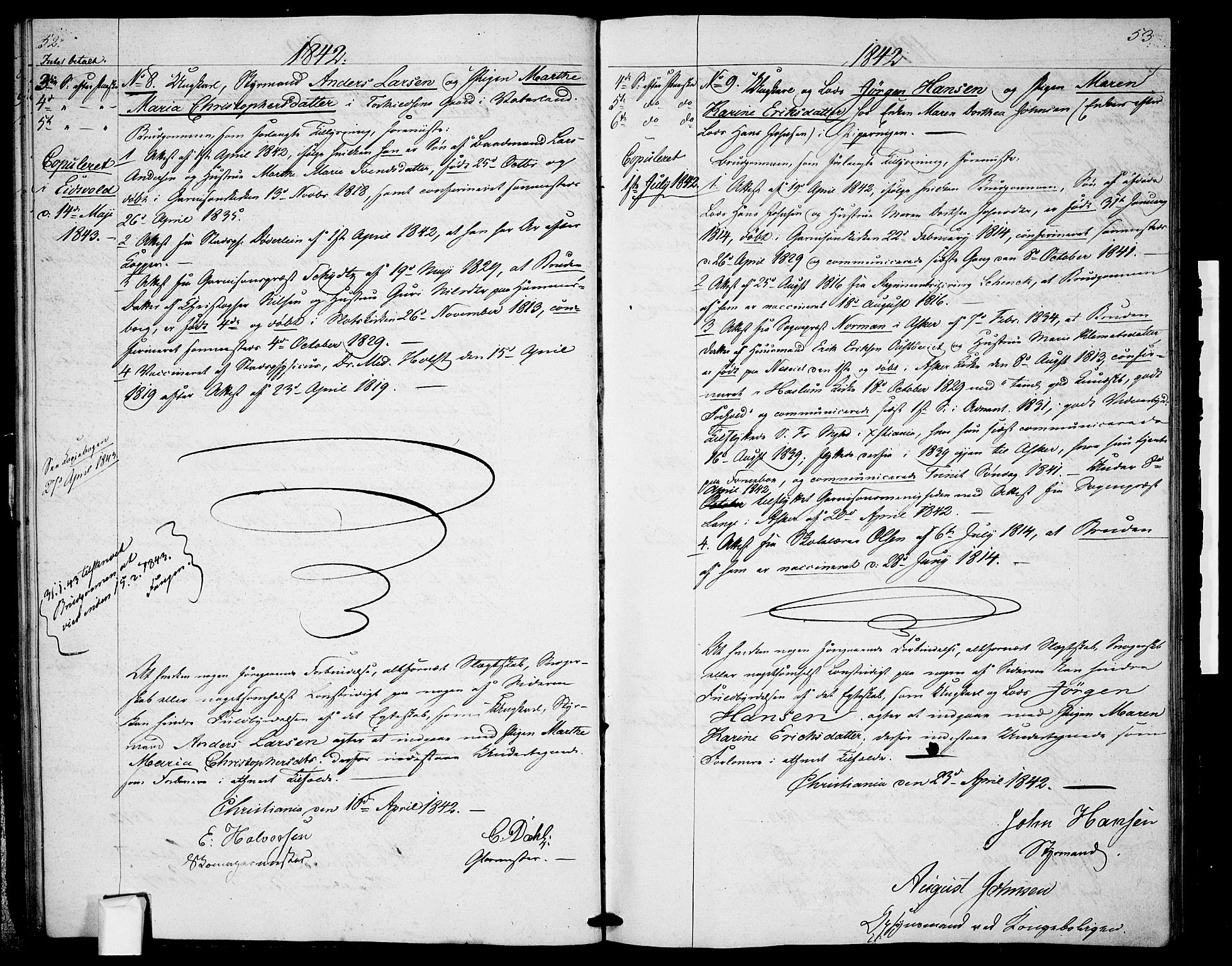 Garnisonsmenigheten Kirkebøker, AV/SAO-A-10846/H/Ha/L0004: Banns register no. I 4, 1840-1844, p. 52-53