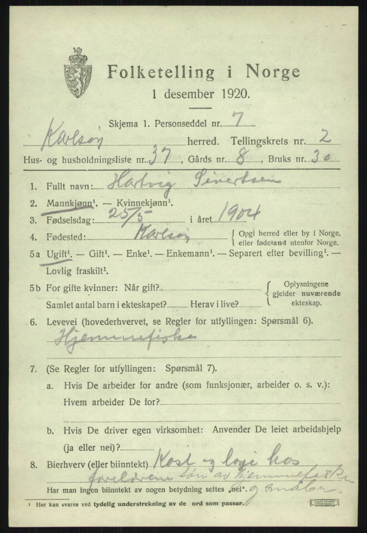 SATØ, 1920 census for Karlsøy, 1920, p. 1683