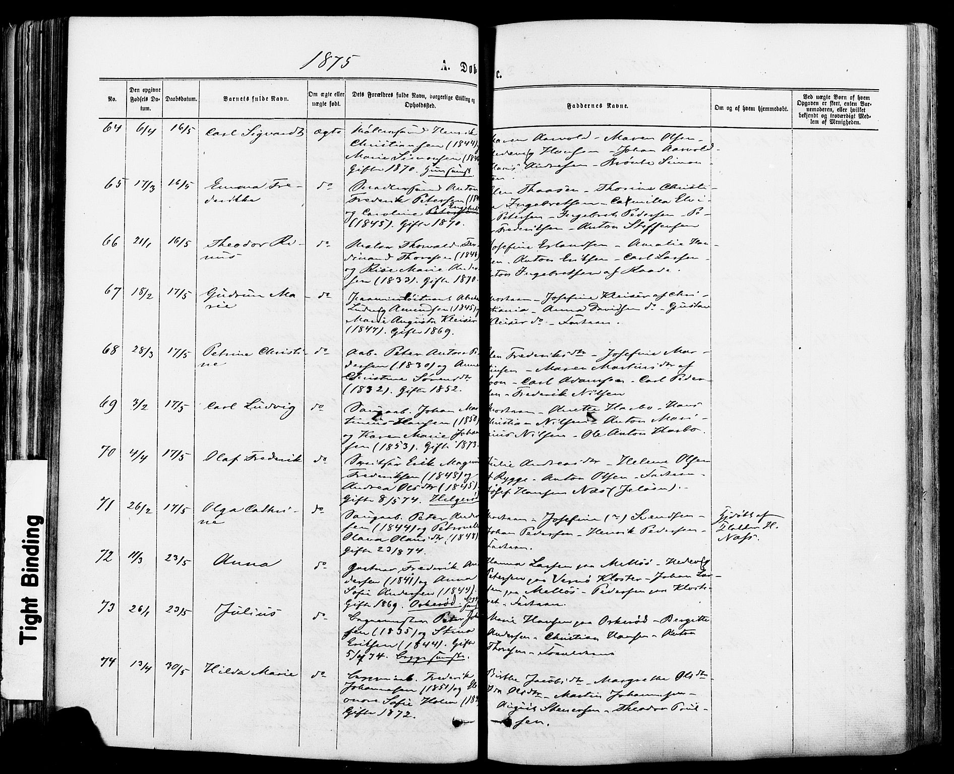 Moss prestekontor Kirkebøker, AV/SAO-A-2003/F/Fa/L0010: Parish register (official) no. I 10, 1870-1877