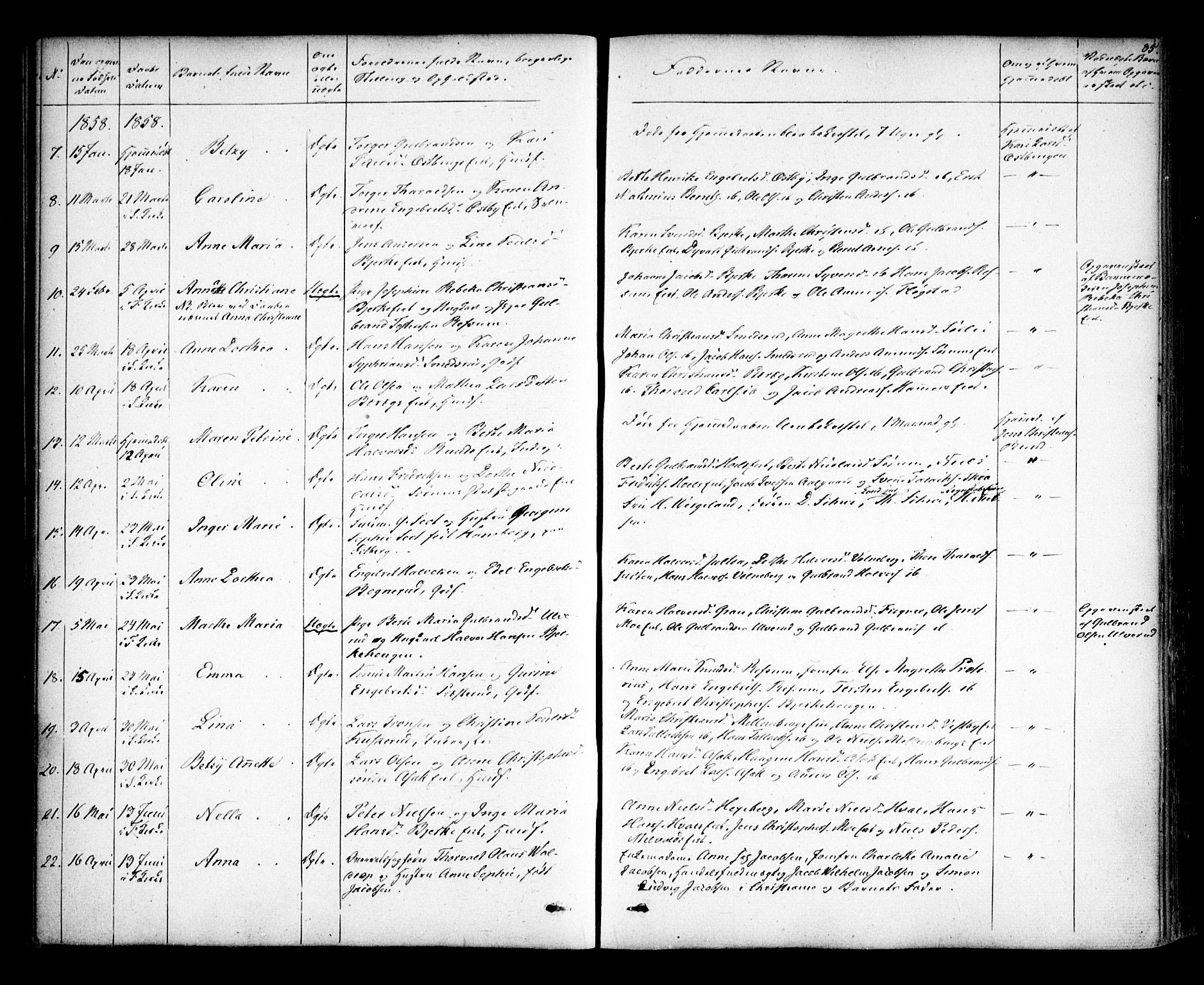 Sørum prestekontor Kirkebøker, AV/SAO-A-10303/F/Fa/L0005: Parish register (official) no. I 5, 1846-1863, p. 85