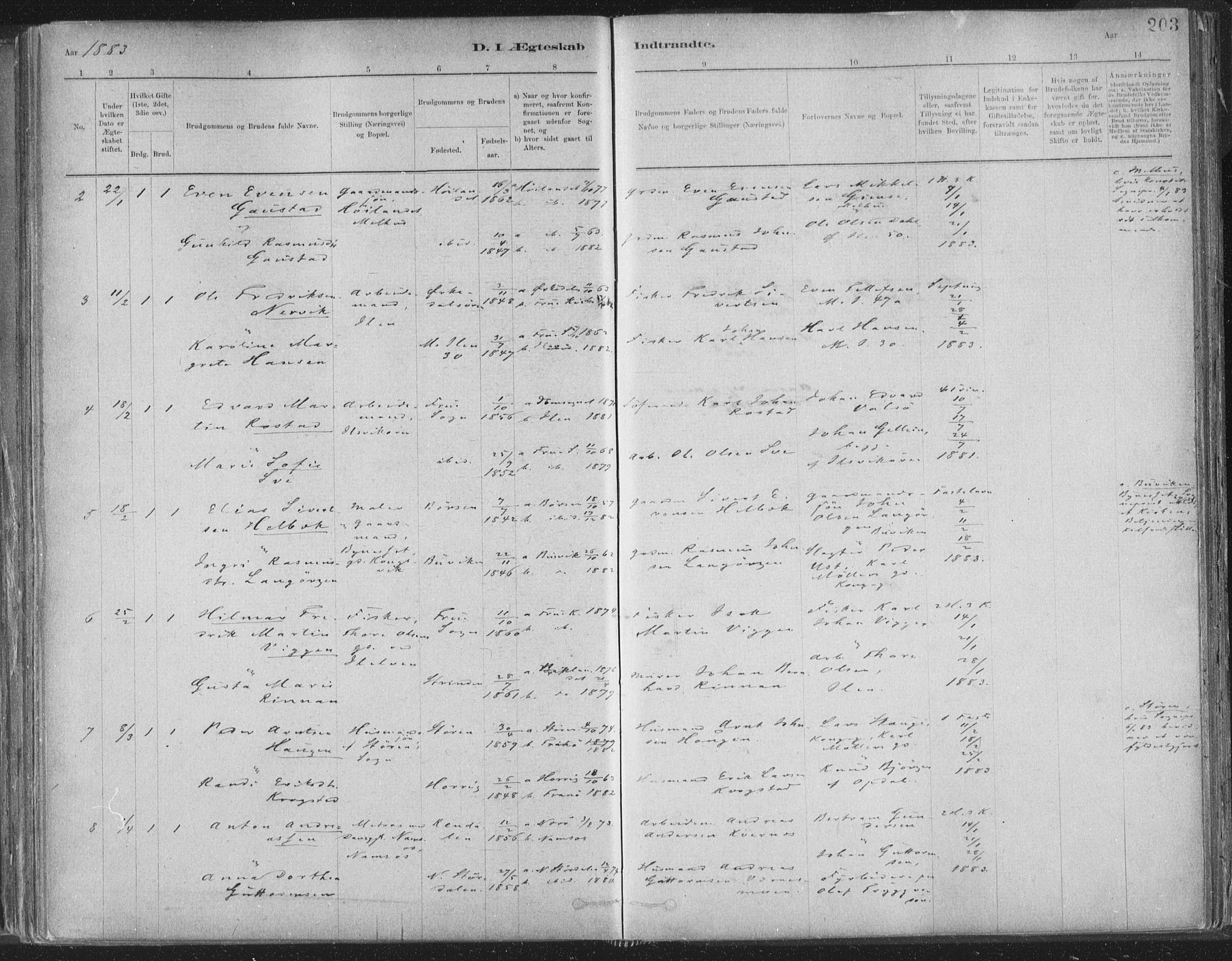 Ministerialprotokoller, klokkerbøker og fødselsregistre - Sør-Trøndelag, SAT/A-1456/603/L0162: Parish register (official) no. 603A01, 1879-1895, p. 203
