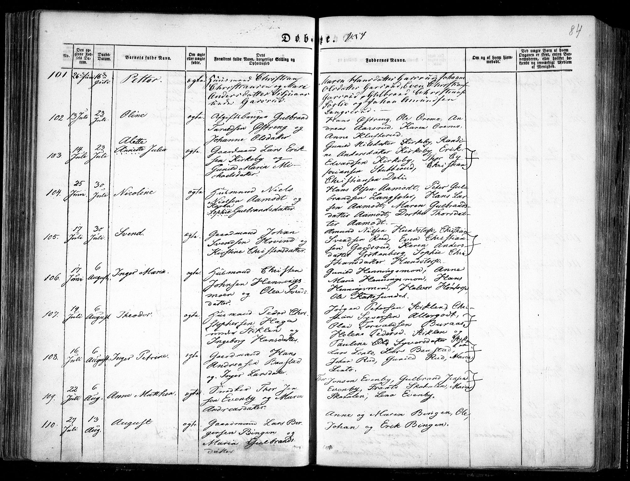 Trøgstad prestekontor Kirkebøker, SAO/A-10925/F/Fa/L0007: Parish register (official) no. I 7, 1845-1854, p. 84