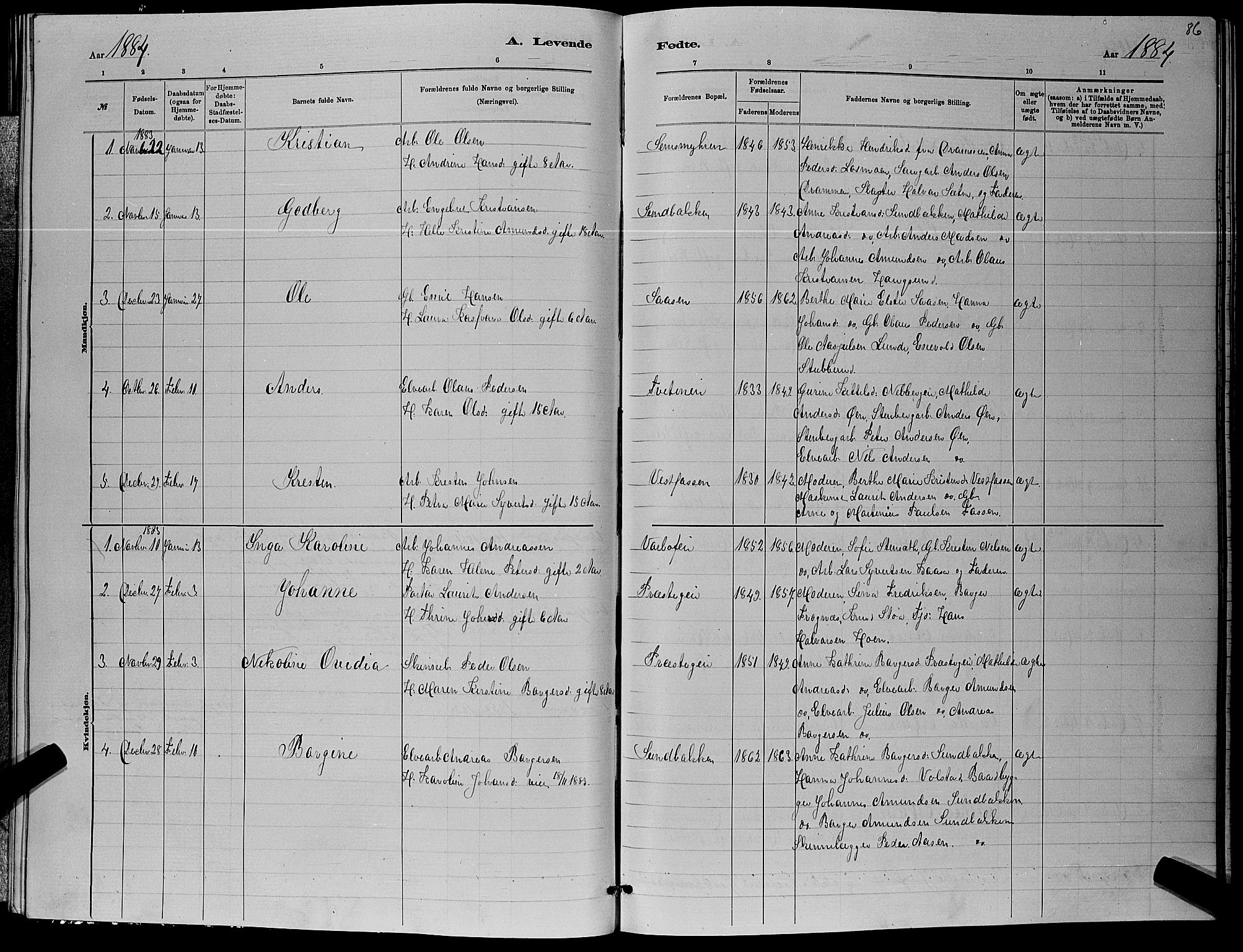 Eiker kirkebøker, SAKO/A-4/G/Ga/L0005: Parish register (copy) no. I 5, 1878-1887, p. 86
