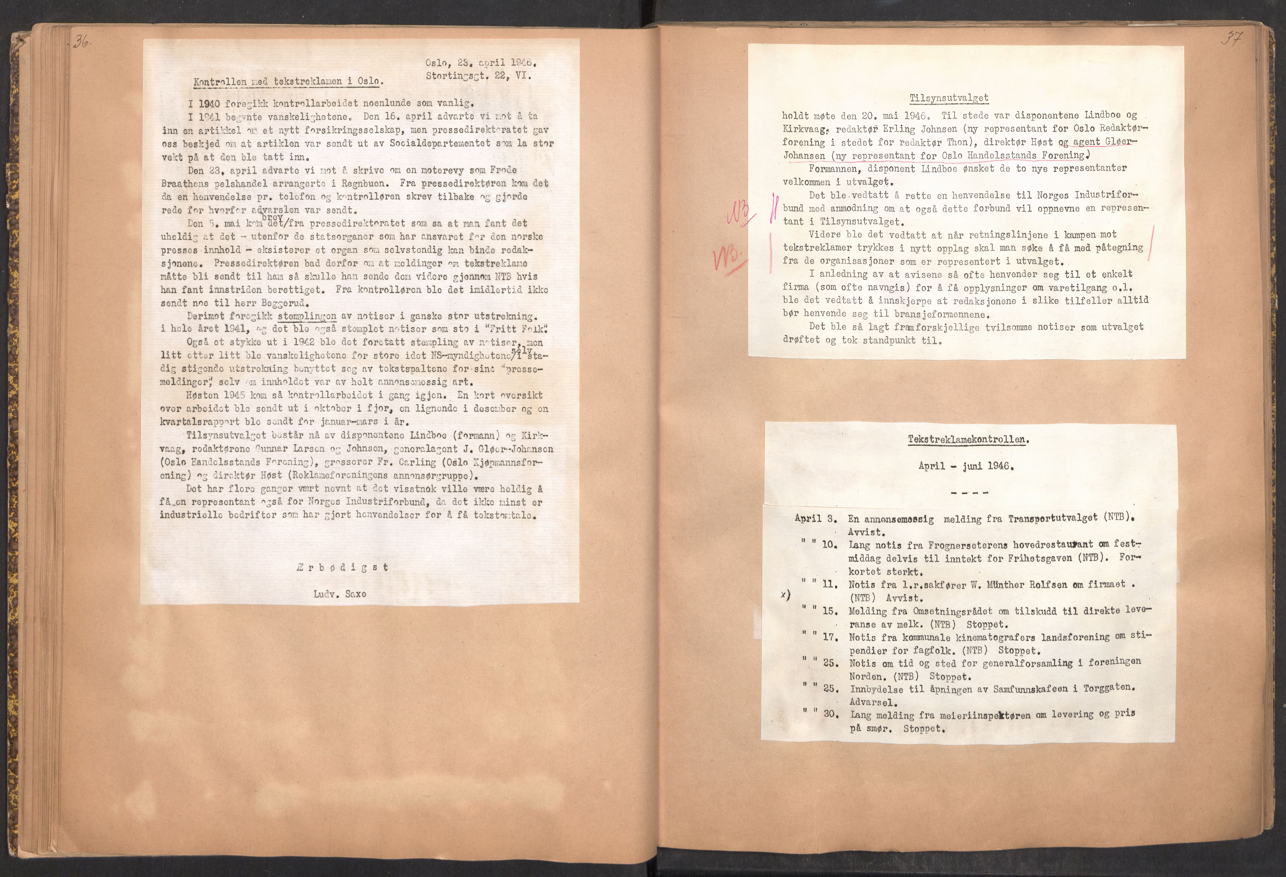 Tekstreklameutvalget, RA/PA-0854/A/Aa/L0003: Møtereferat, 1938-1955, p. 36-37