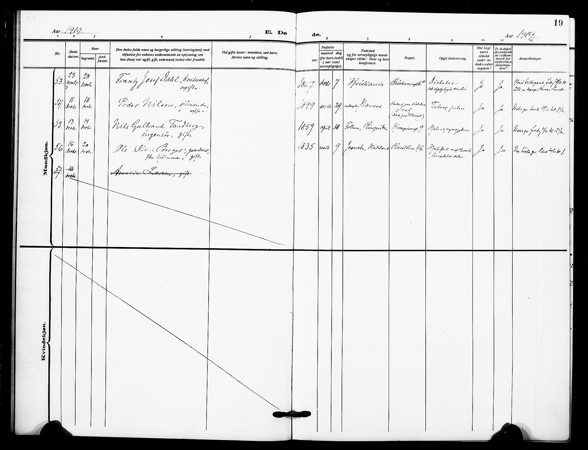 Johannes prestekontor Kirkebøker, SAO/A-10852/F/Fa/L0012: Parish register (official) no. 12, 1918-1930, p. 19