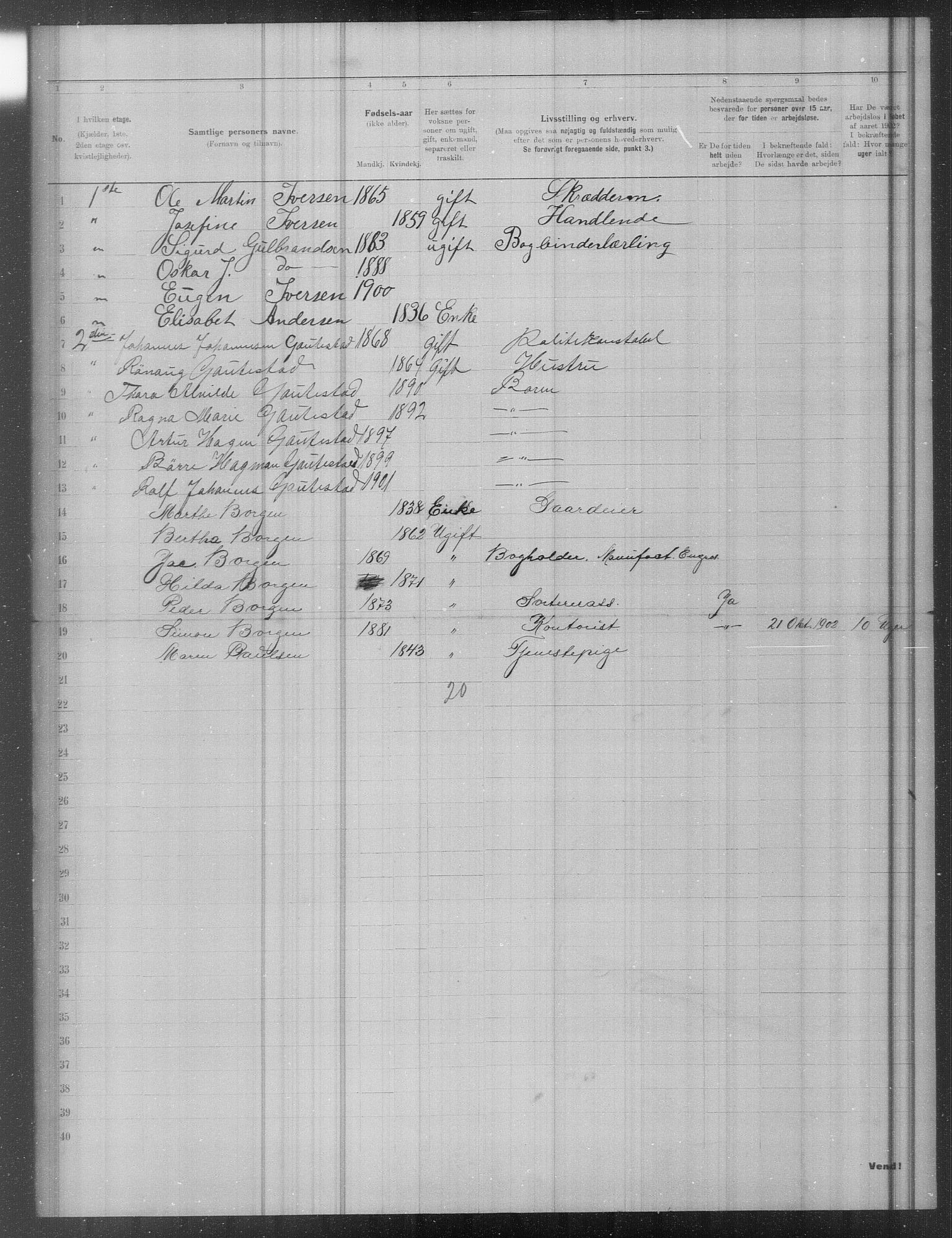 OBA, Municipal Census 1902 for Kristiania, 1902, p. 18939