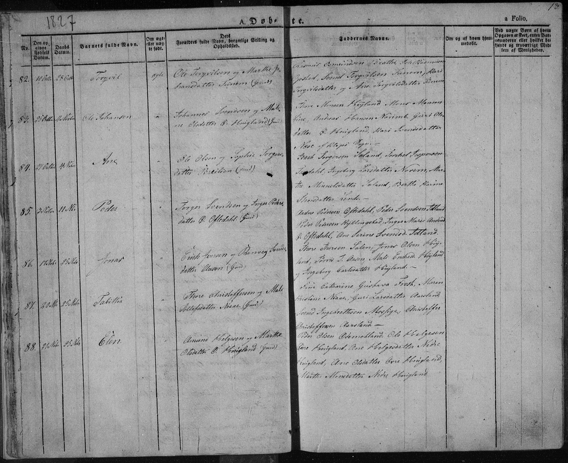 Lye sokneprestkontor, AV/SAST-A-101794/001/30BA/L0004: Parish register (official) no. A 4, 1826-1841, p. 13