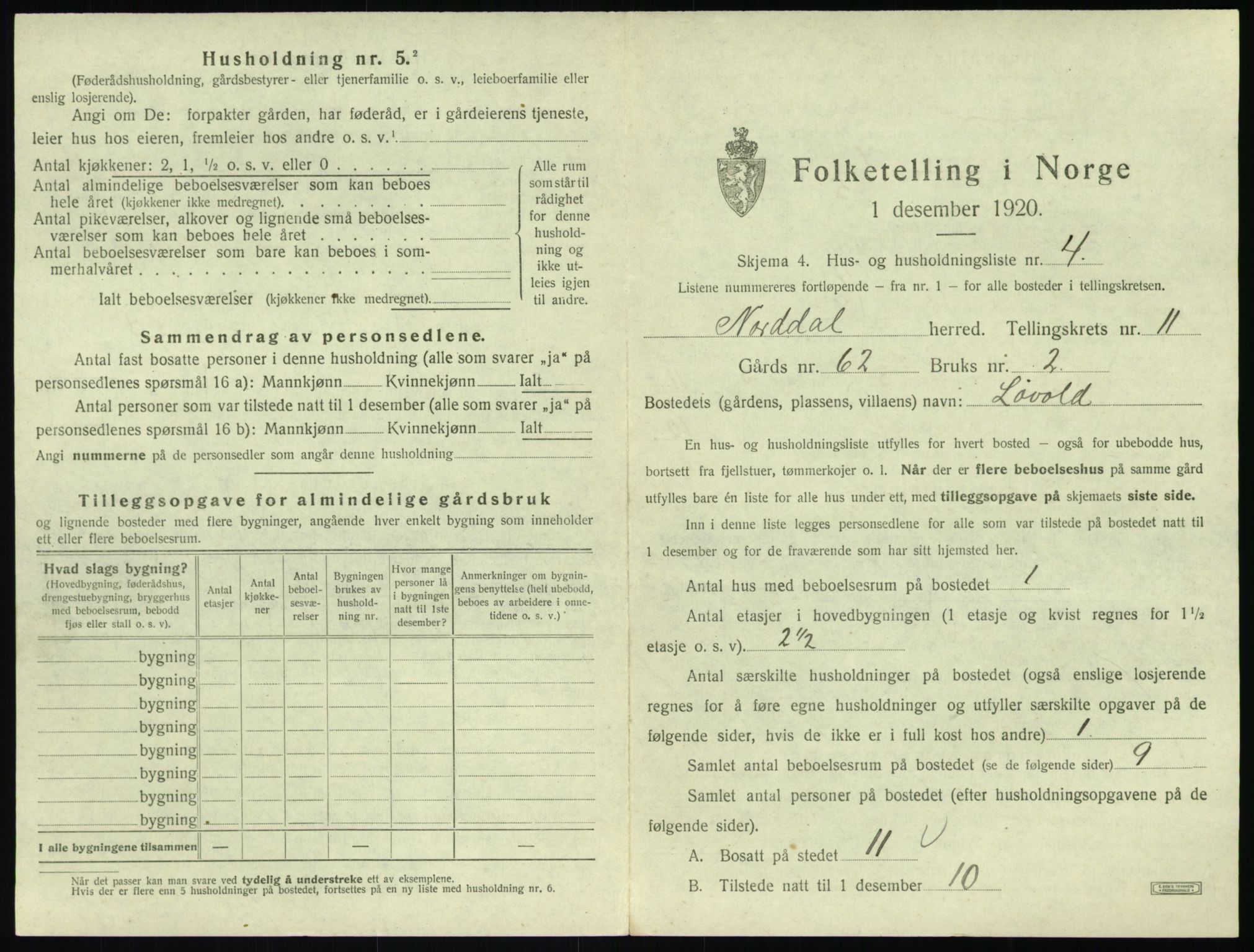 SAT, 1920 census for Norddal, 1920, p. 861