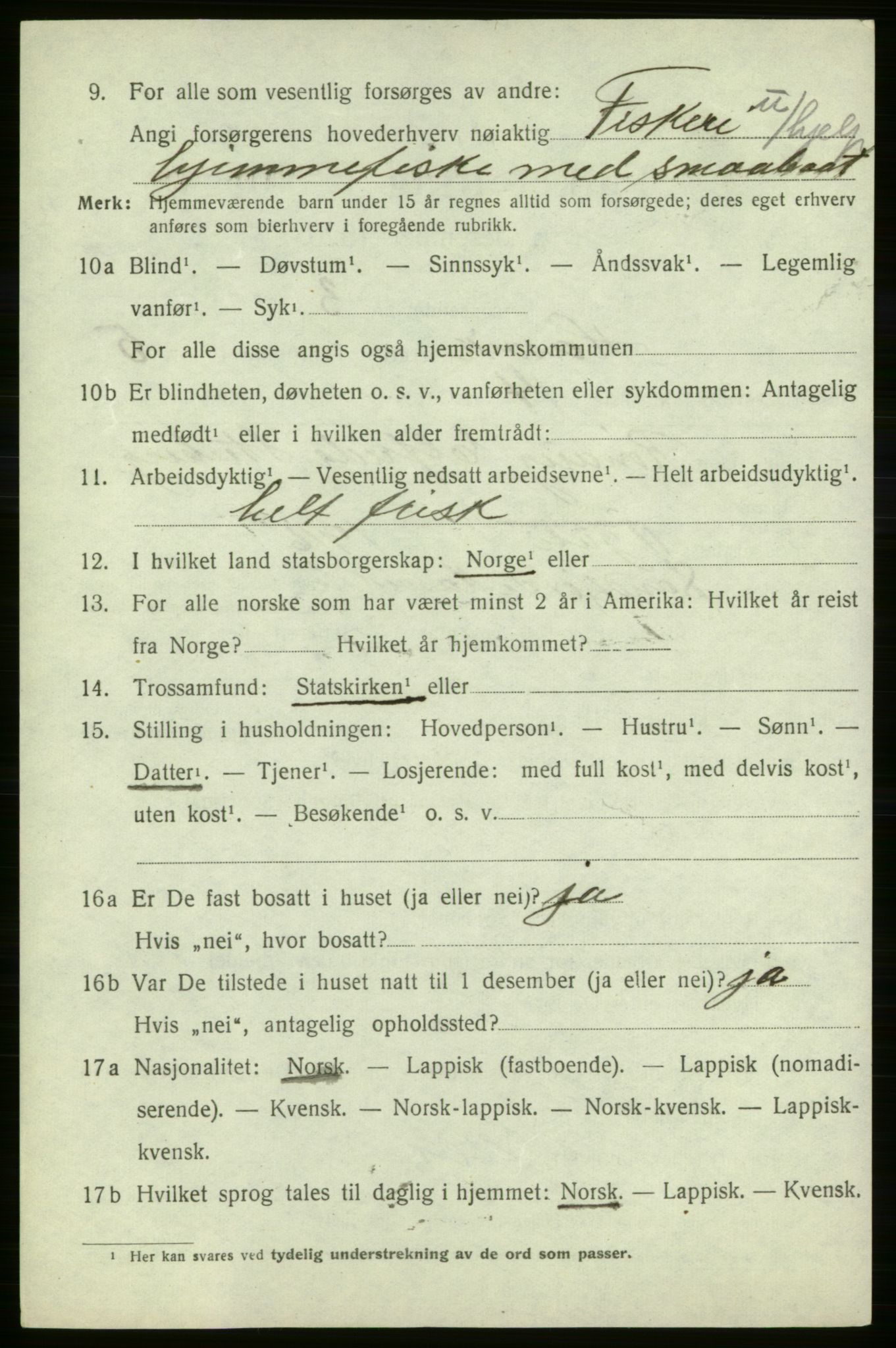 SATØ, 1920 census for Hasvik, 1920, p. 2550