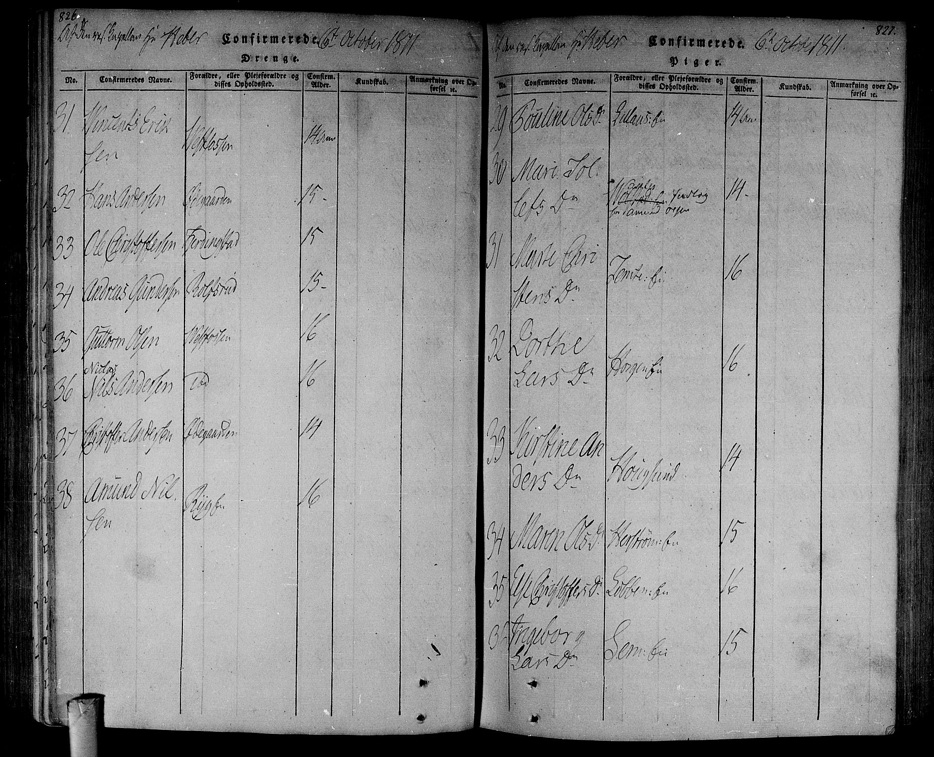 Eiker kirkebøker, AV/SAKO-A-4/F/Fa/L0010: Parish register (official) no. I 10, 1806-1815, p. 826-827