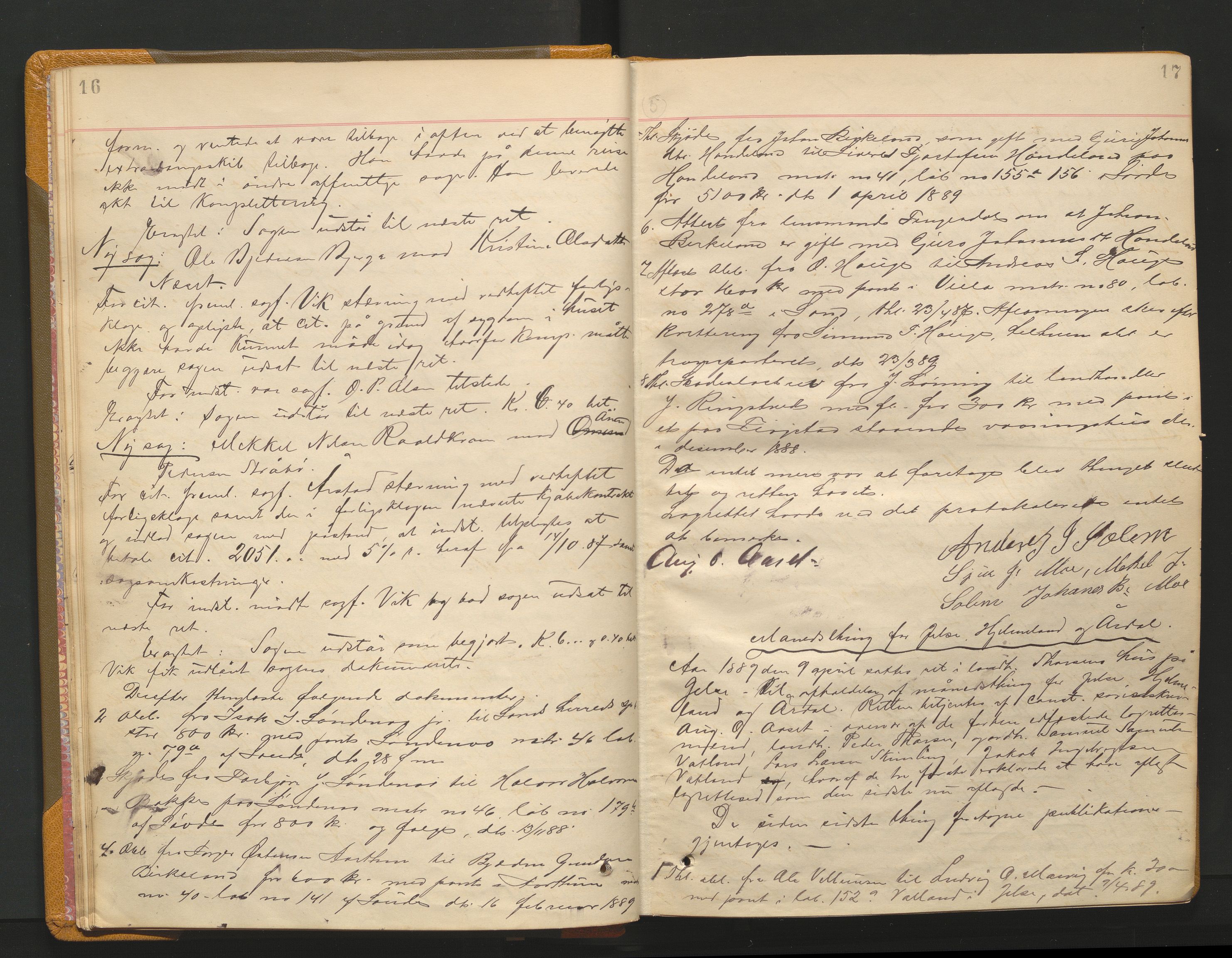Ryfylke tingrett, AV/SAST-A-100055/001/I/IB/IB0/L0015: Tingbok, Ryfylke, 1889-1891, p. 16-17