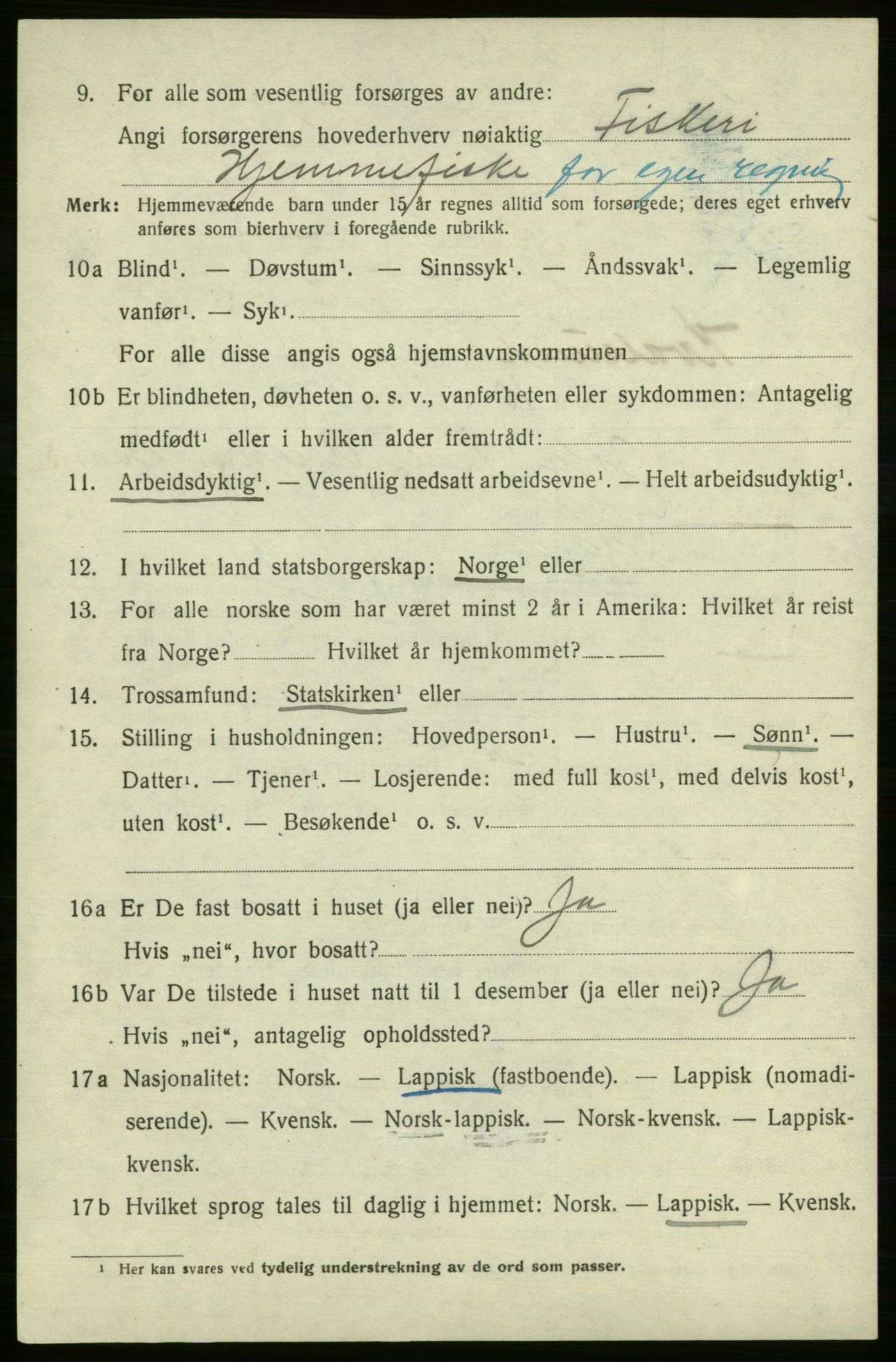 SATØ, 1920 census for , 1920, p. 2109