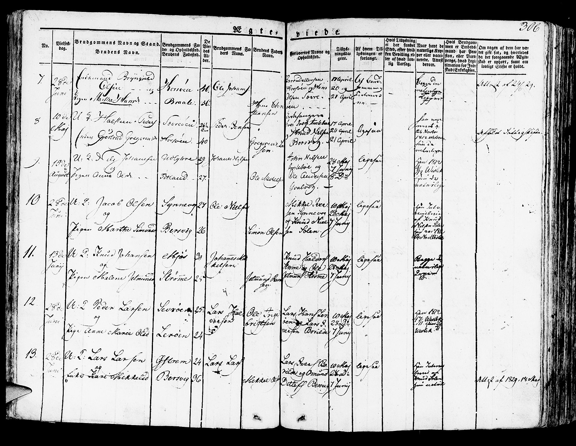 Lindås Sokneprestembete, SAB/A-76701/H/Haa: Parish register (official) no. A 8, 1823-1836, p. 306