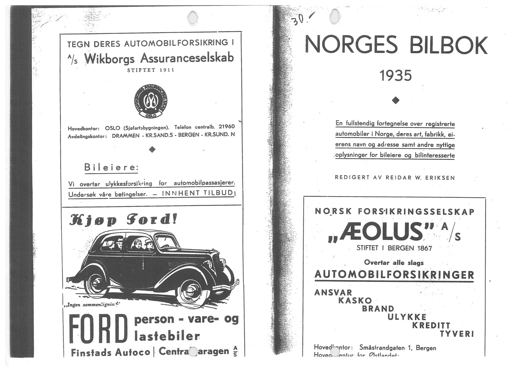 Andre publikasjoner, PUBL/PUBL-999/0001/1935: Norges bilbok 1935, 1935, p. 1