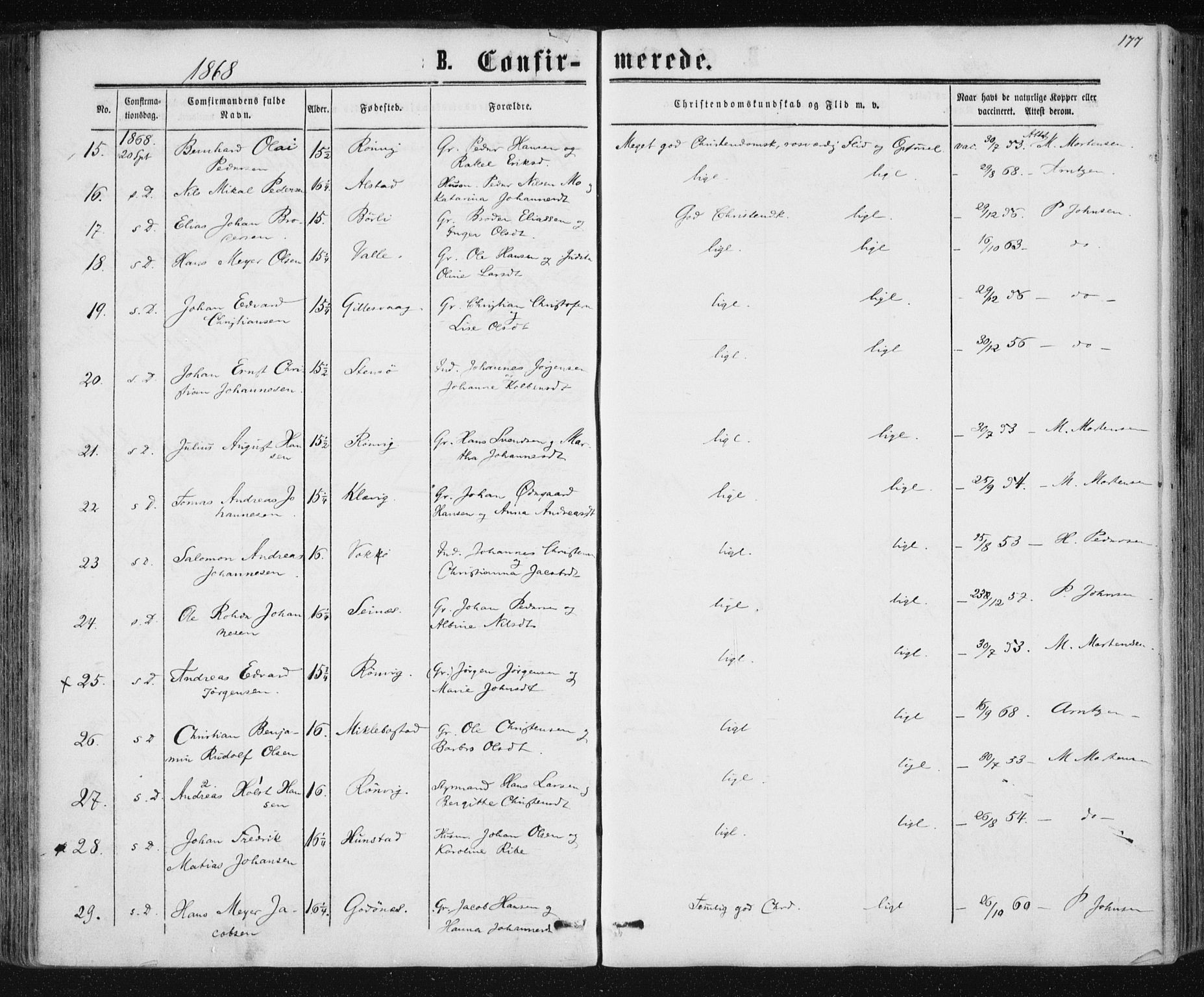 Ministerialprotokoller, klokkerbøker og fødselsregistre - Nordland, SAT/A-1459/801/L0008: Parish register (official) no. 801A08, 1864-1875, p. 177