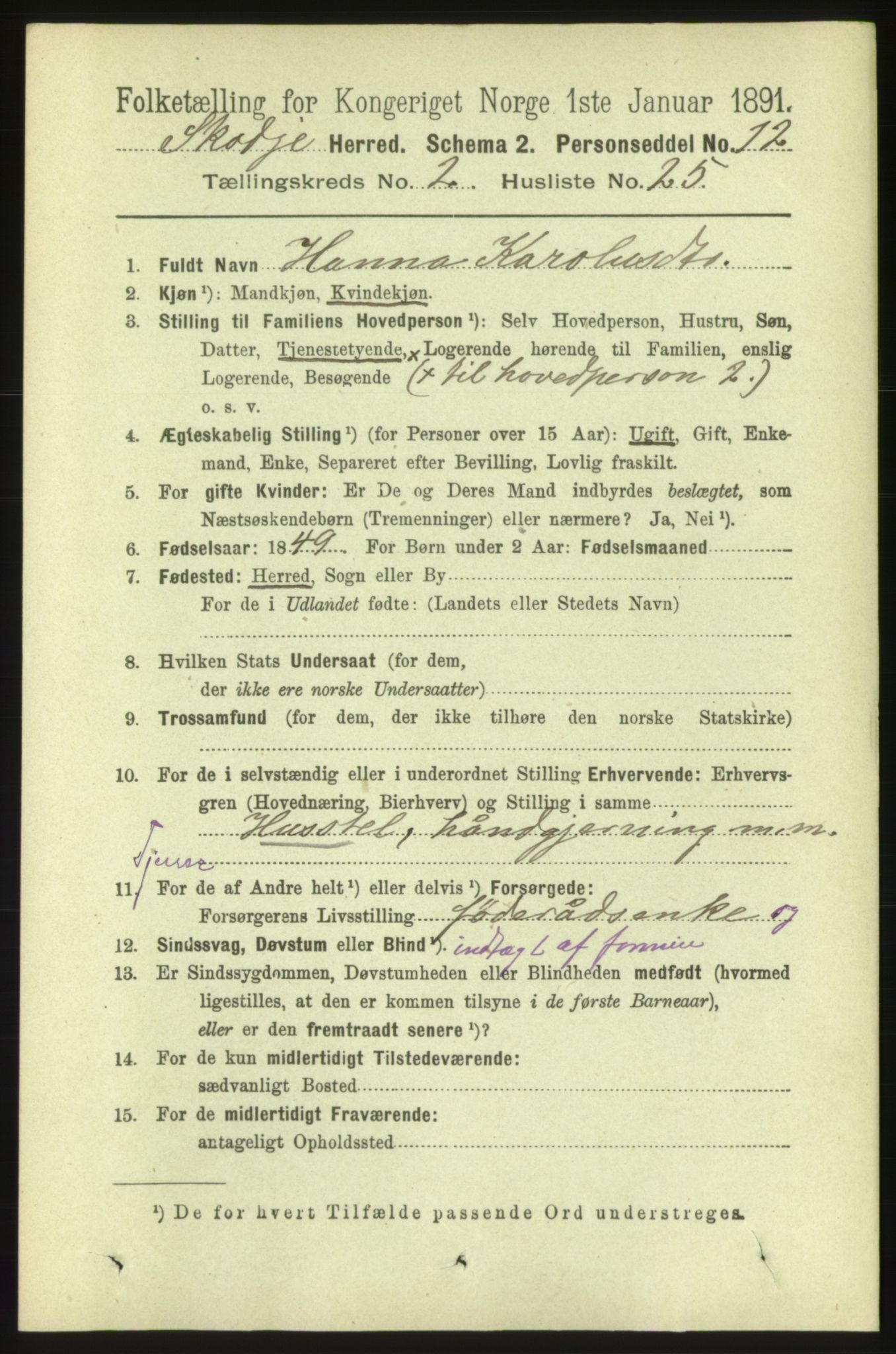 RA, 1891 census for 1529 Skodje, 1891, p. 428