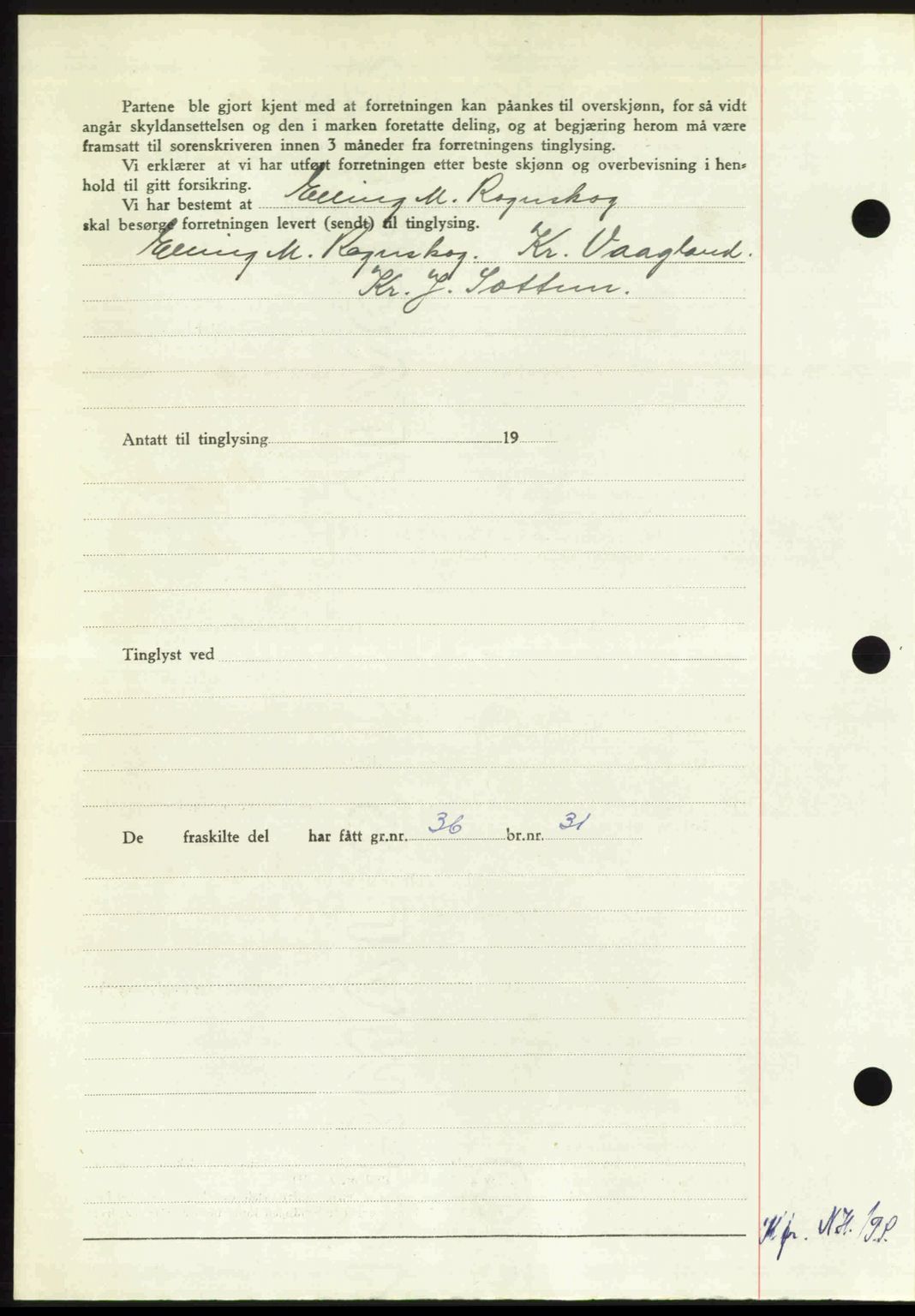 Nordmøre sorenskriveri, AV/SAT-A-4132/1/2/2Ca: Mortgage book no. A105, 1947-1947, Diary no: : 1443/1947