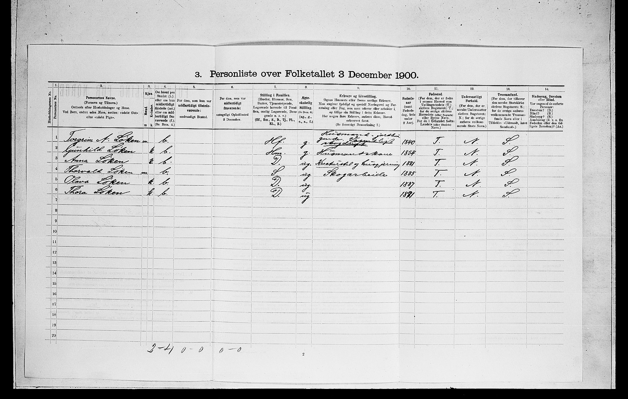 RA, 1900 census for Ådal, 1900, p. 817