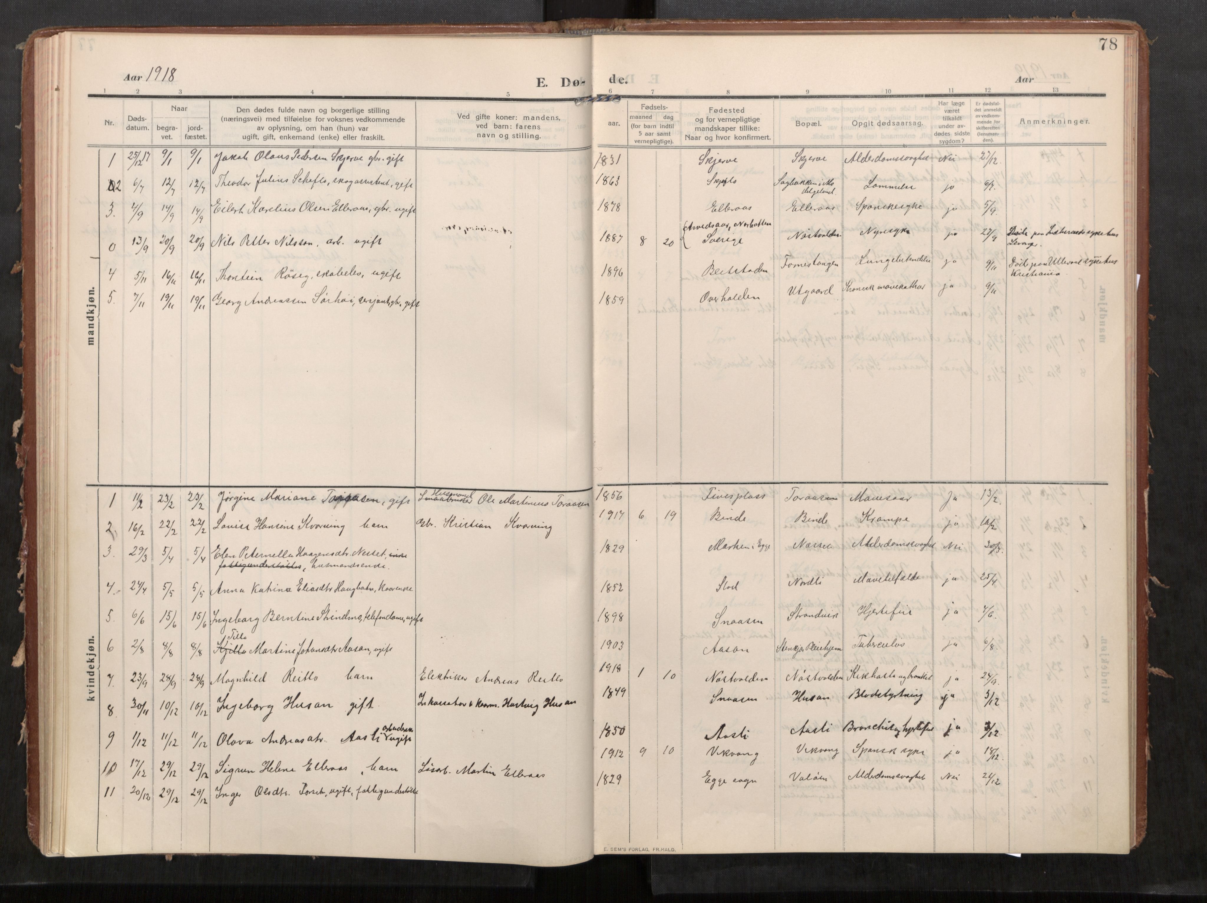 Stod sokneprestkontor, SAT/A-1164/1/I/I1/I1a/L0002: Parish register (official) no. 2, 1909-1922, p. 78