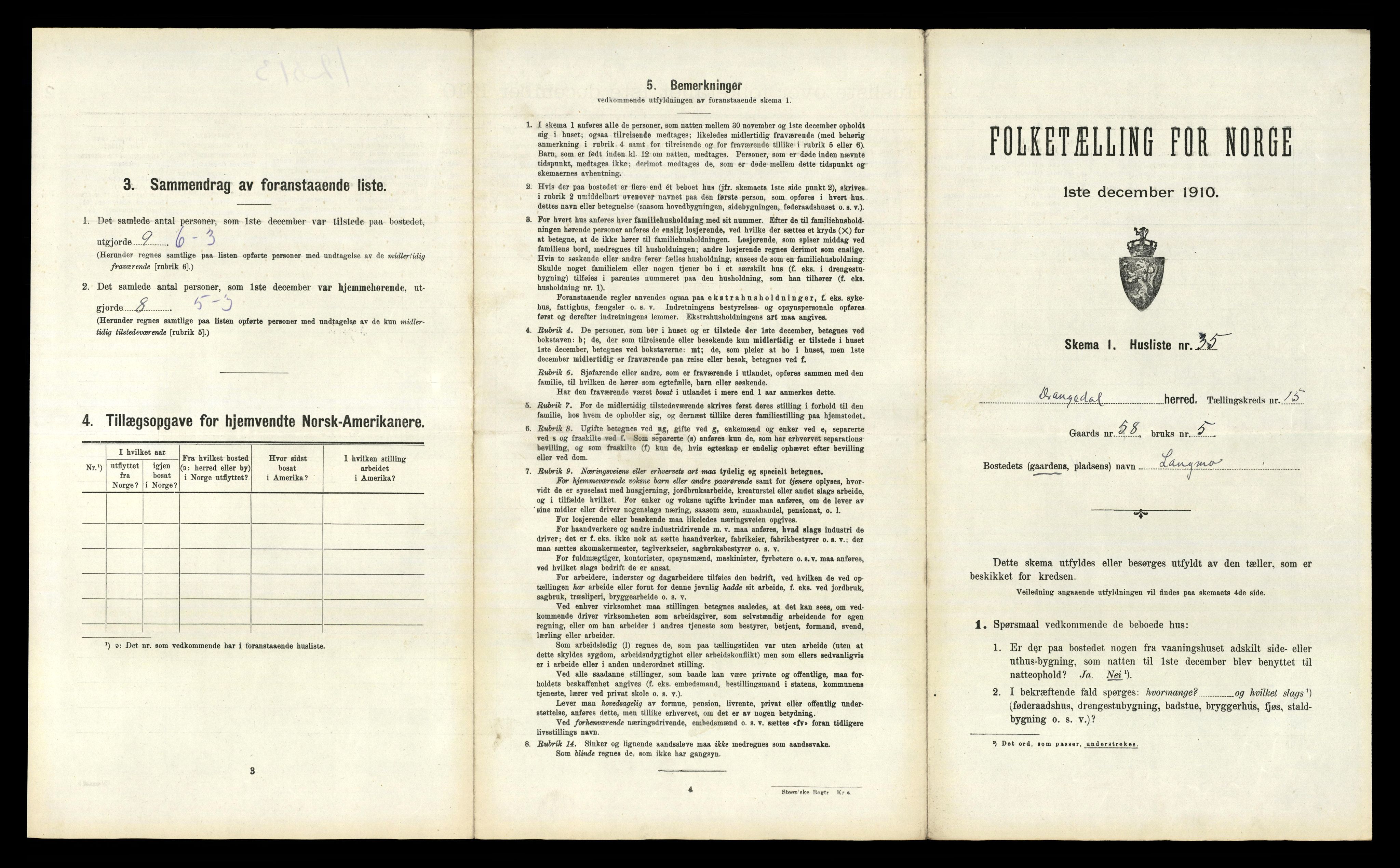 RA, 1910 census for Drangedal, 1910, p. 1303