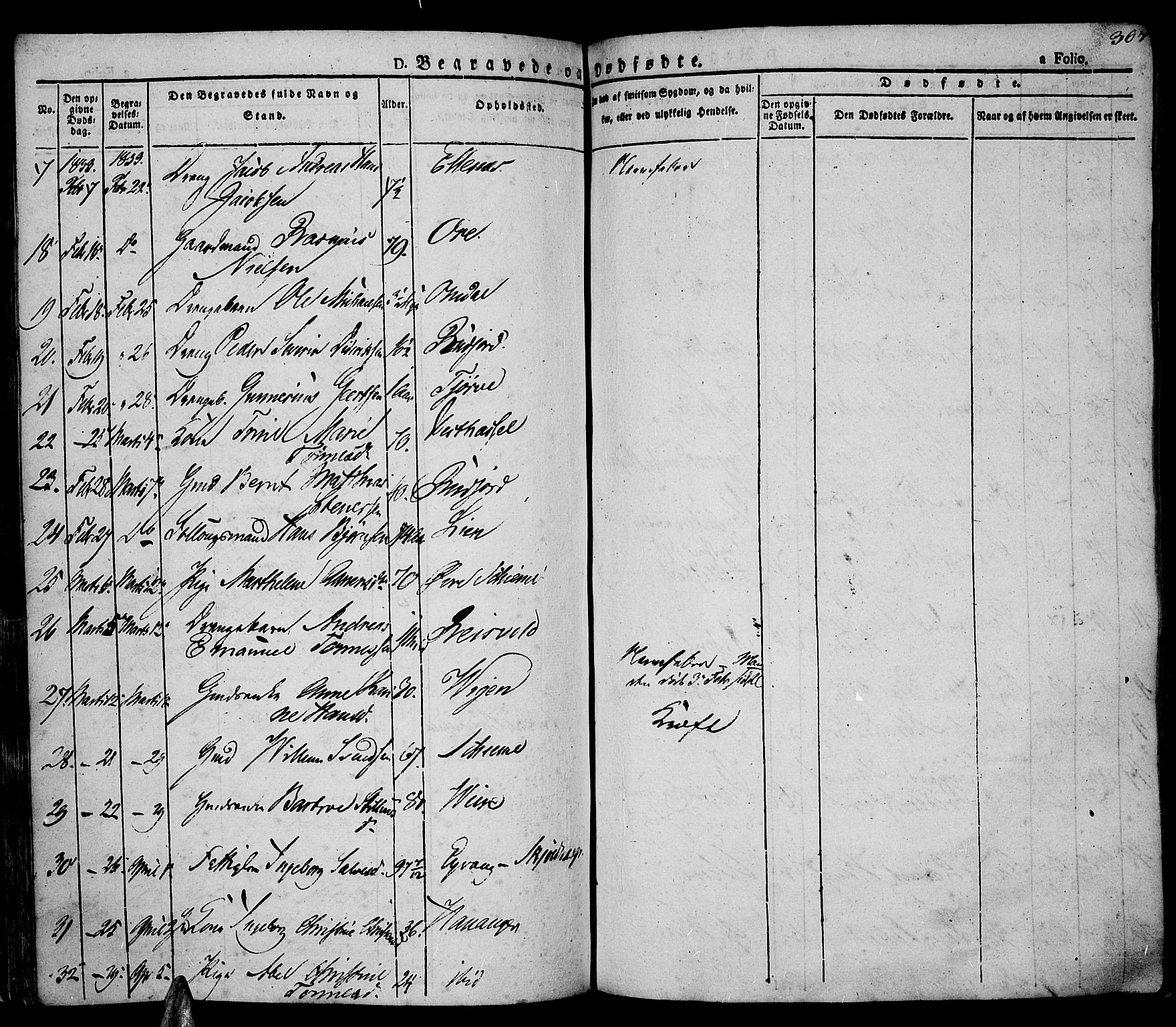 Lista sokneprestkontor, AV/SAK-1111-0027/F/Fa/L0008: Parish register (official) no. A 8, 1823-1835, p. 307