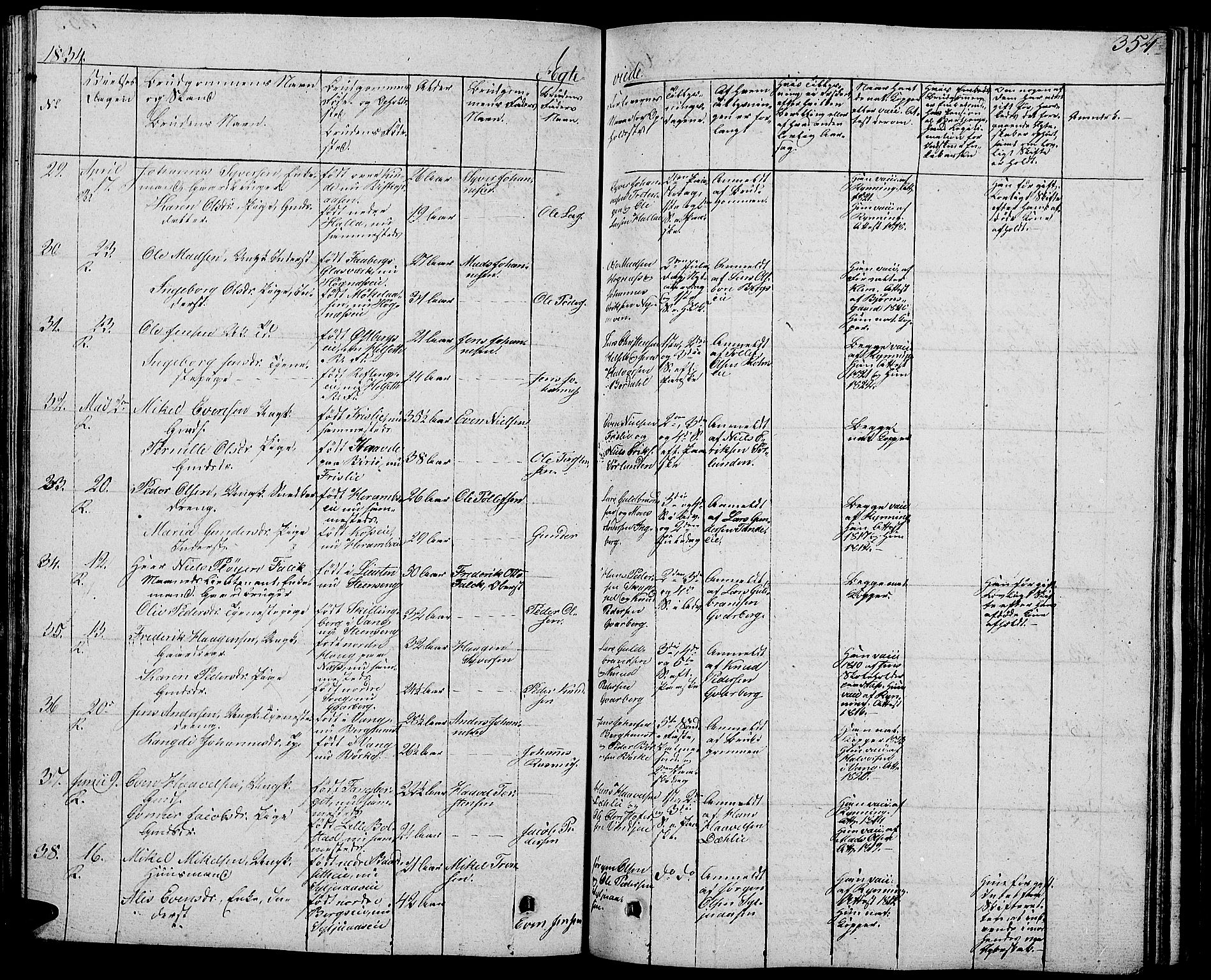 Ringsaker prestekontor, SAH/PREST-014/L/La/L0004: Parish register (copy) no. 4, 1827-1838, p. 354