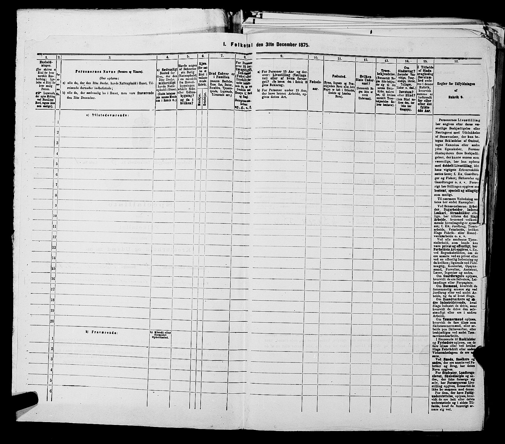 SAKO, 1875 census for 0631P Flesberg, 1875, p. 883