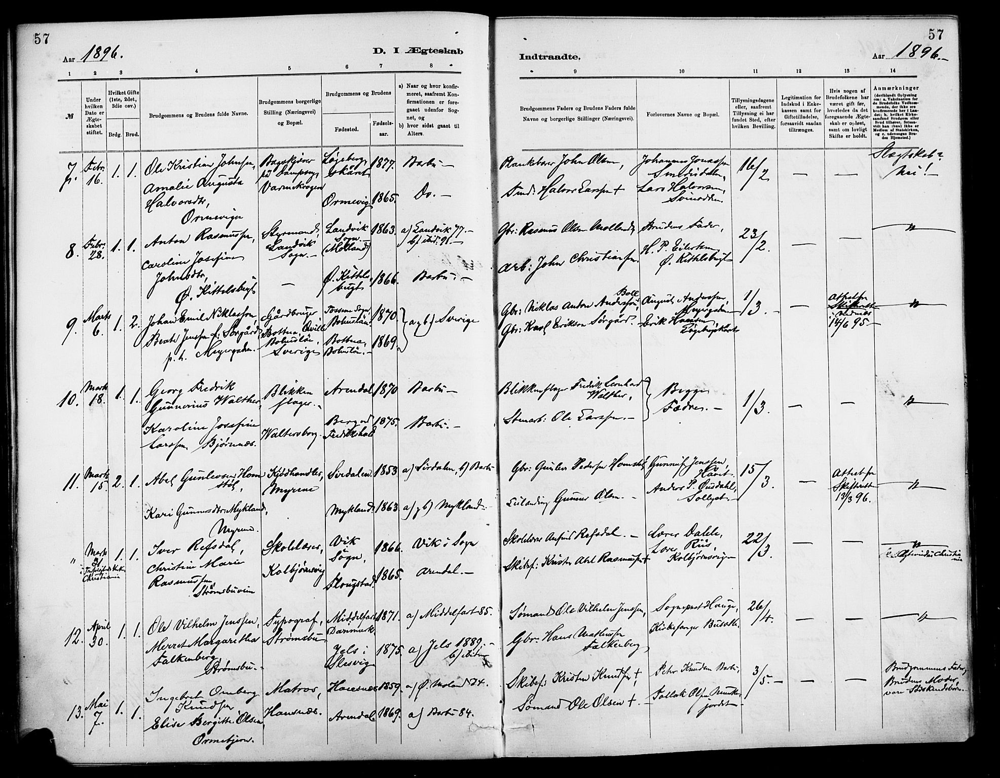 Barbu sokneprestkontor, AV/SAK-1111-0003/F/Fa/L0003: Parish register (official) no. A 3, 1883-1898, p. 57