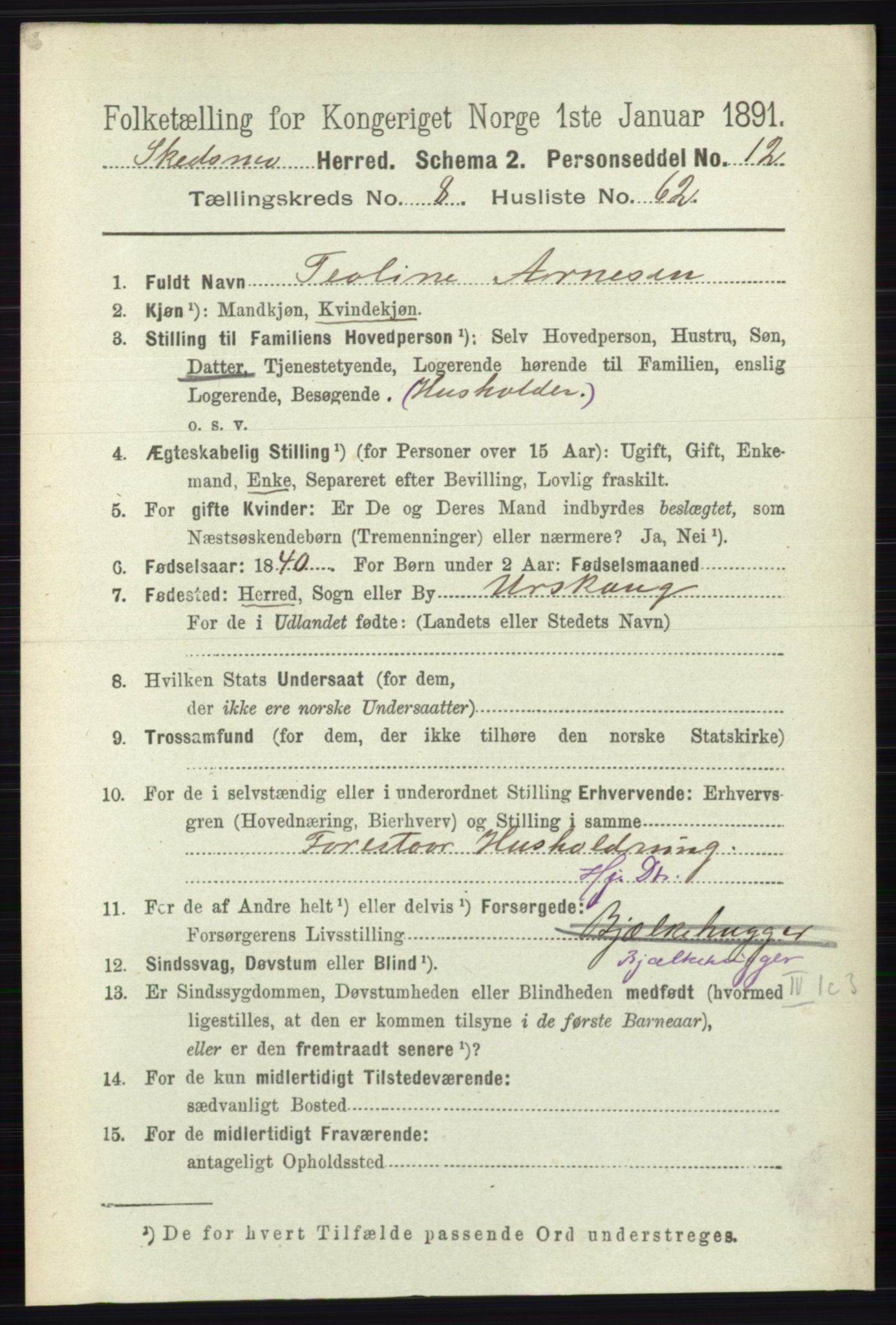 RA, 1891 census for 0231 Skedsmo, 1891, p. 4618
