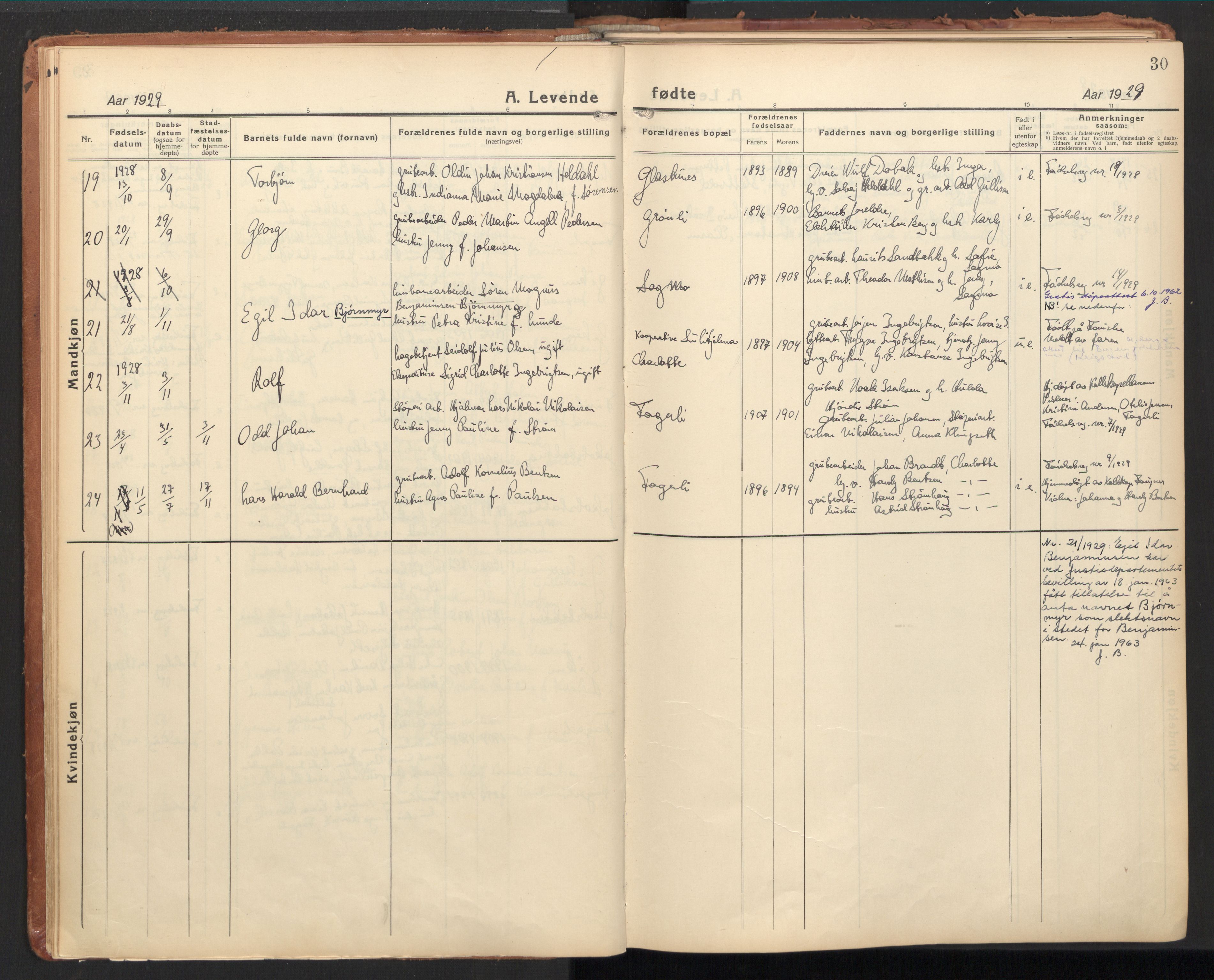 Ministerialprotokoller, klokkerbøker og fødselsregistre - Nordland, AV/SAT-A-1459/850/L0716: Curate's parish register no. 850B06, 1924-1938, p. 30