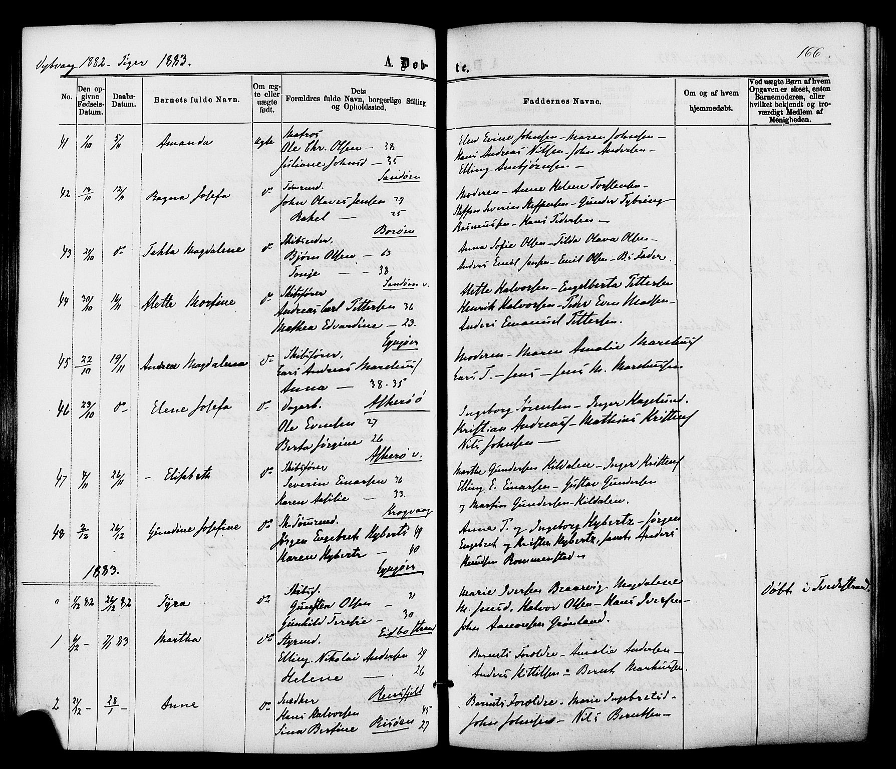 Dypvåg sokneprestkontor, SAK/1111-0007/F/Fa/Faa/L0007: Parish register (official) no. A 7/ 1, 1872-1884, p. 166