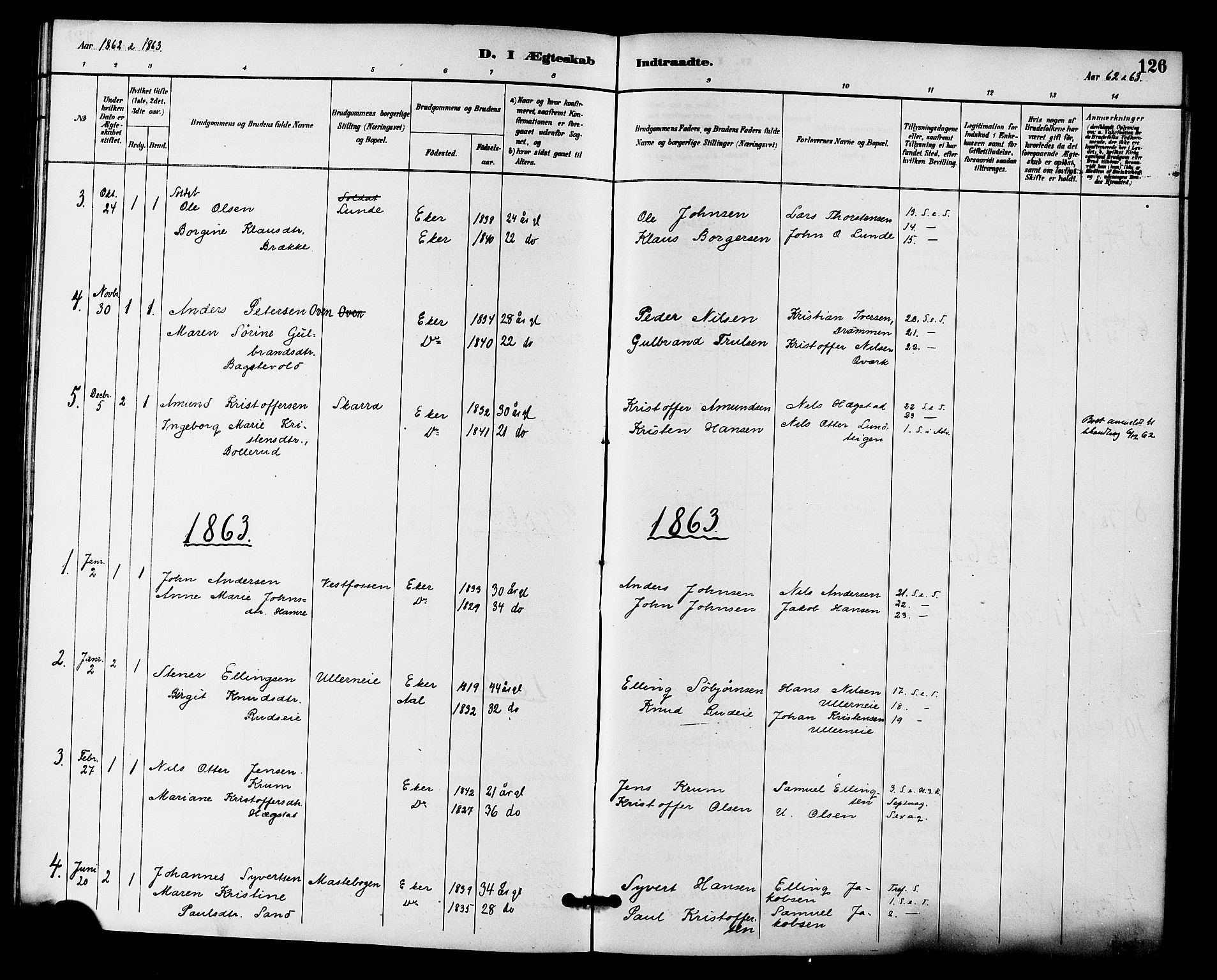Fiskum kirkebøker, SAKO/A-15/F/Fa/L0001: Parish register (official) no. 1, 1858-1877, p. 126