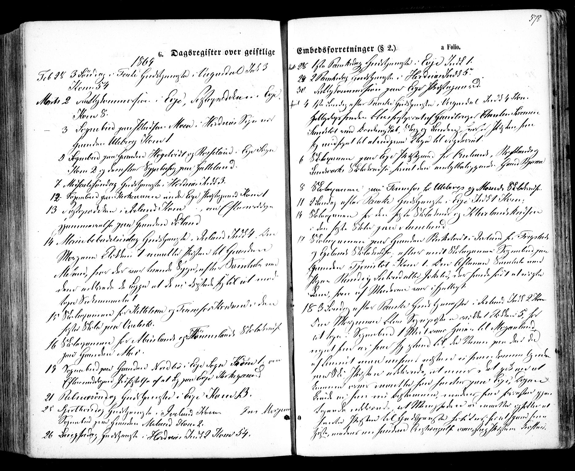 Evje sokneprestkontor, SAK/1111-0008/F/Fa/Faa/L0006: Parish register (official) no. A 6, 1866-1884, p. 578