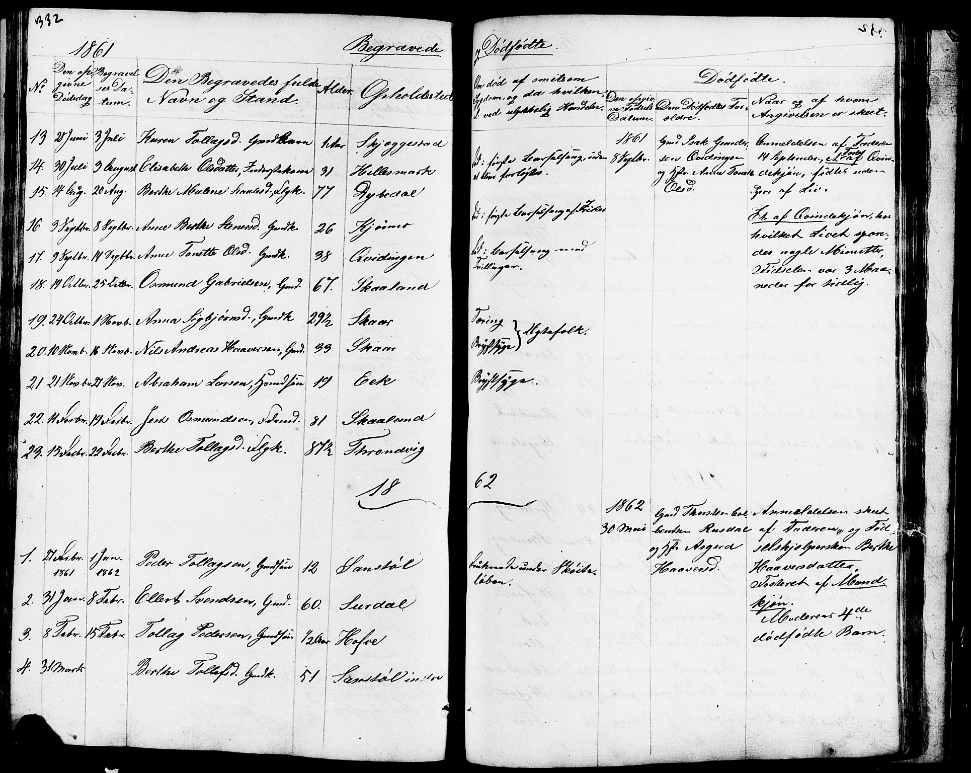 Lund sokneprestkontor, AV/SAST-A-101809/S07/L0003: Parish register (copy) no. B 3, 1848-1885, p. 332
