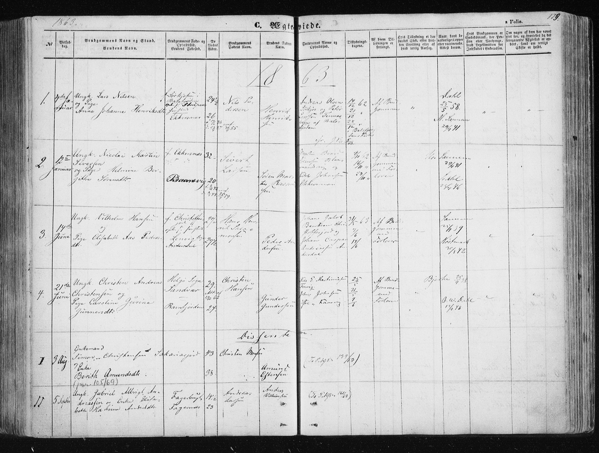Tromsøysund sokneprestkontor, SATØ/S-1304/G/Ga/L0001kirke: Parish register (official) no. 1, 1856-1867, p. 179