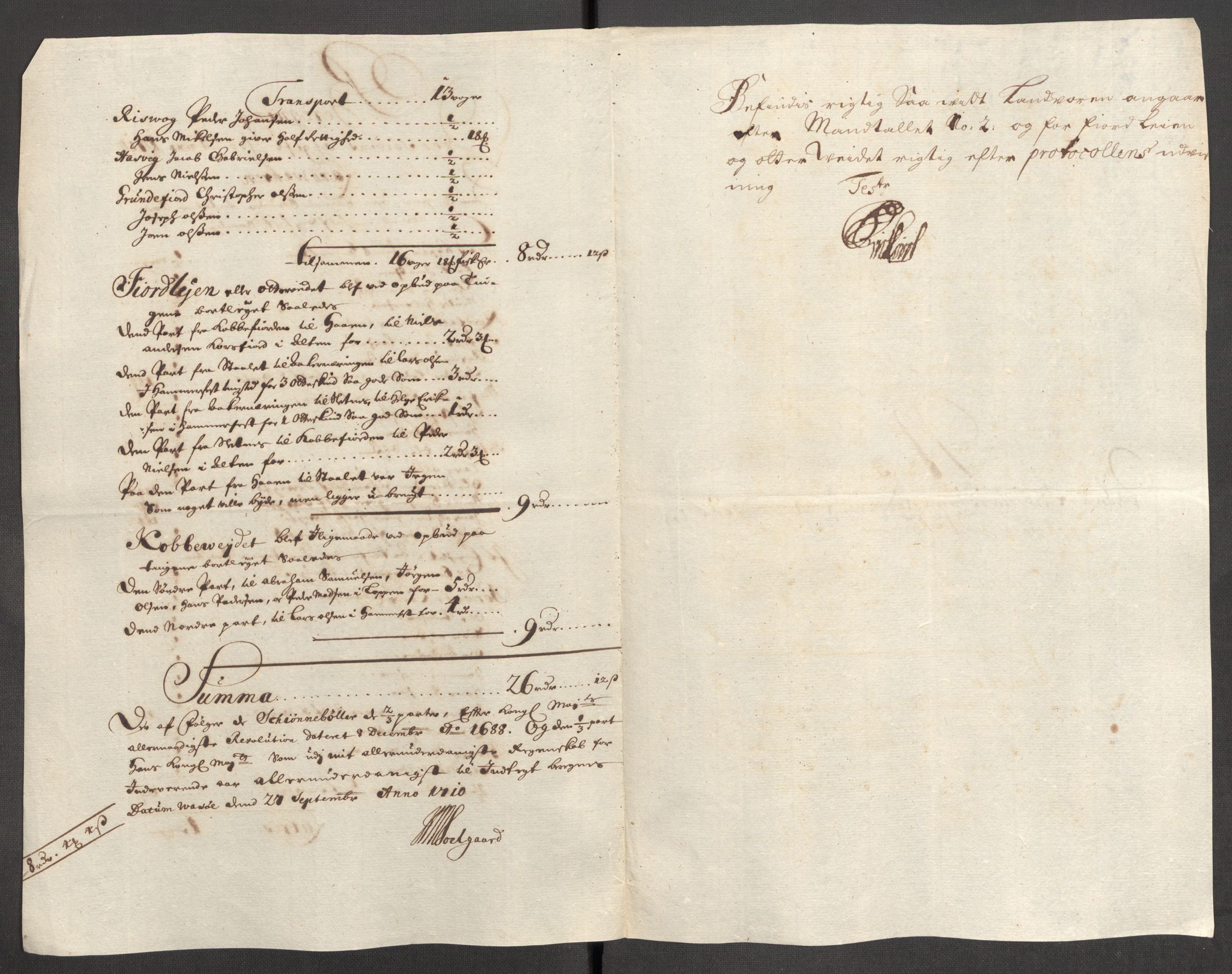 Rentekammeret inntil 1814, Reviderte regnskaper, Fogderegnskap, AV/RA-EA-4092/R69/L4855: Fogderegnskap Finnmark/Vardøhus, 1709-1712, p. 243