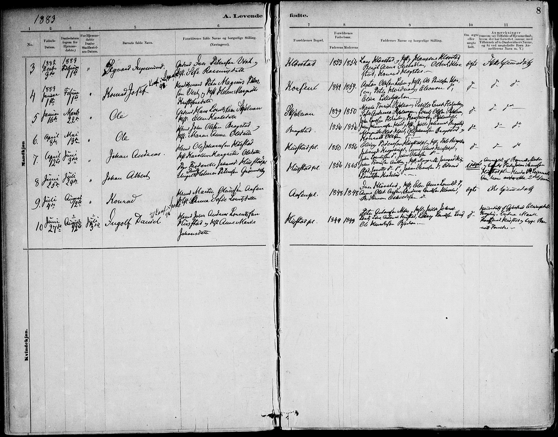 Ministerialprotokoller, klokkerbøker og fødselsregistre - Nord-Trøndelag, AV/SAT-A-1458/732/L0316: Parish register (official) no. 732A01, 1879-1921, p. 8