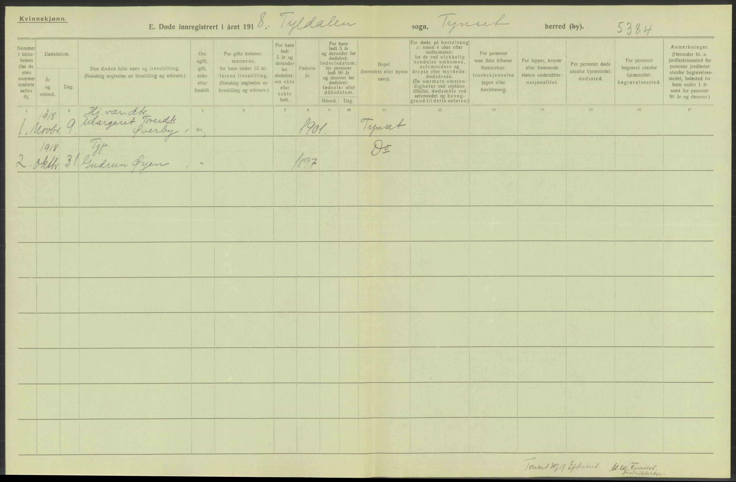 Statistisk sentralbyrå, Sosiodemografiske emner, Befolkning, RA/S-2228/D/Df/Dfb/Dfbh/L0014: Hedemarkens fylke: Døde. Bygder og byer., 1918, p. 162