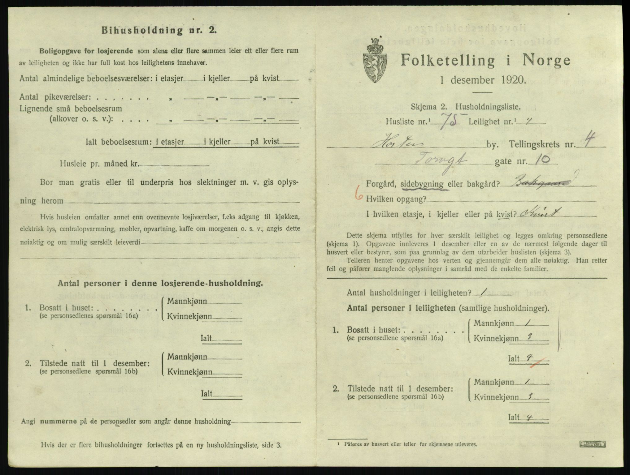 SAKO, 1920 census for Horten, 1920, p. 5175