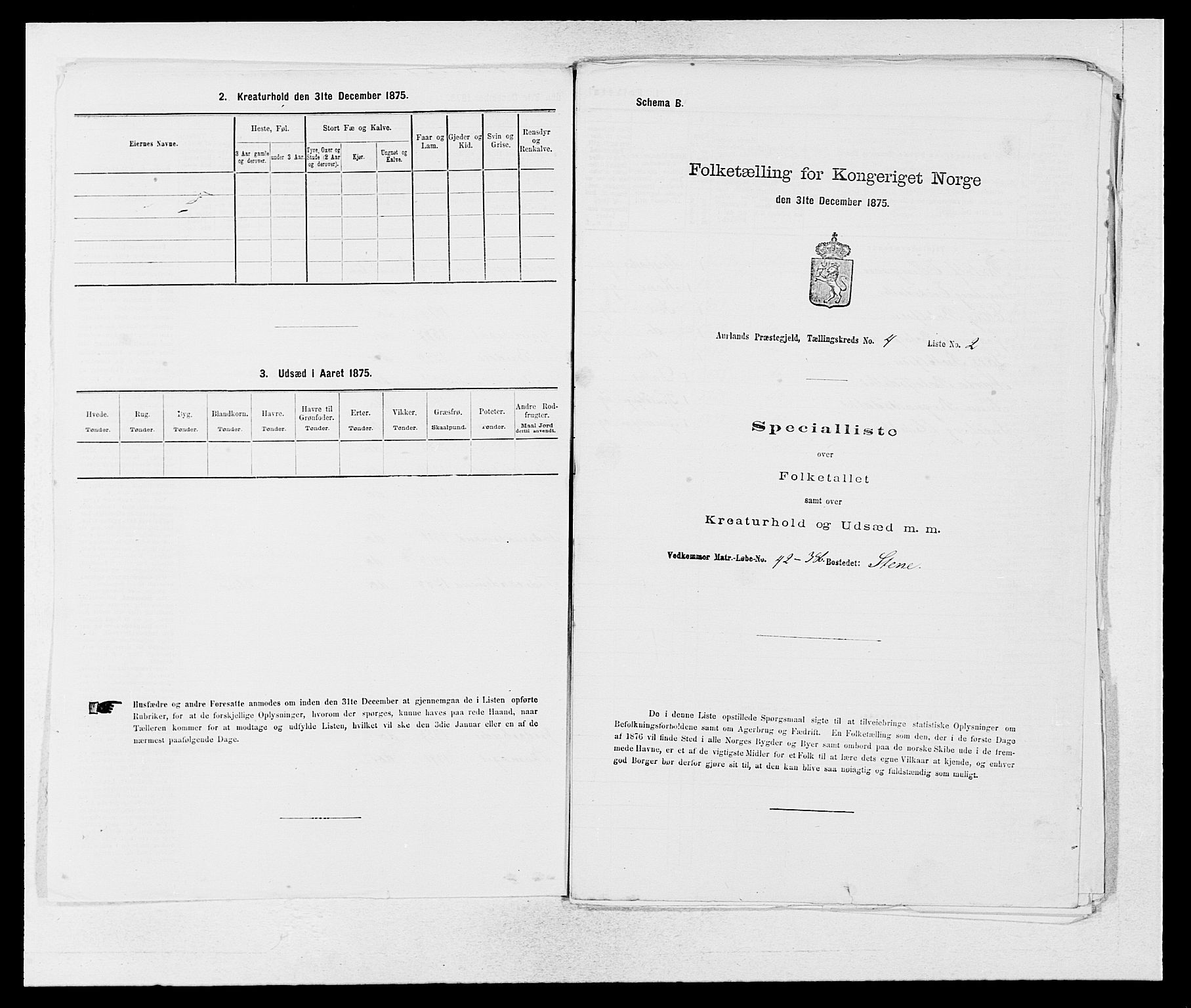 SAB, 1875 census for 1421P Aurland, 1875, p. 418