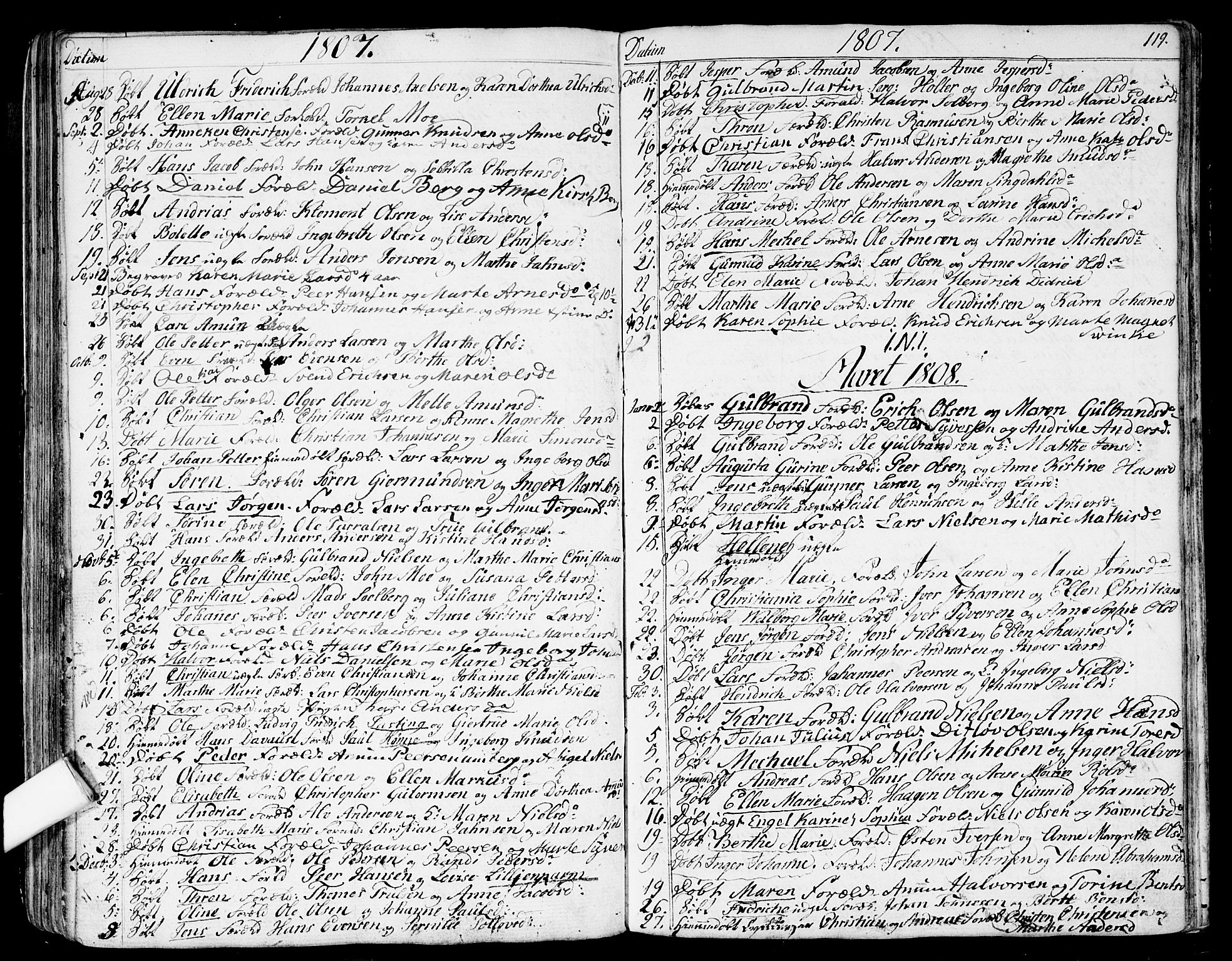 Garnisonsmenigheten Kirkebøker, SAO/A-10846/G/Ga/L0001: Parish register (copy) no. 1, 1796-1814, p. 118-119