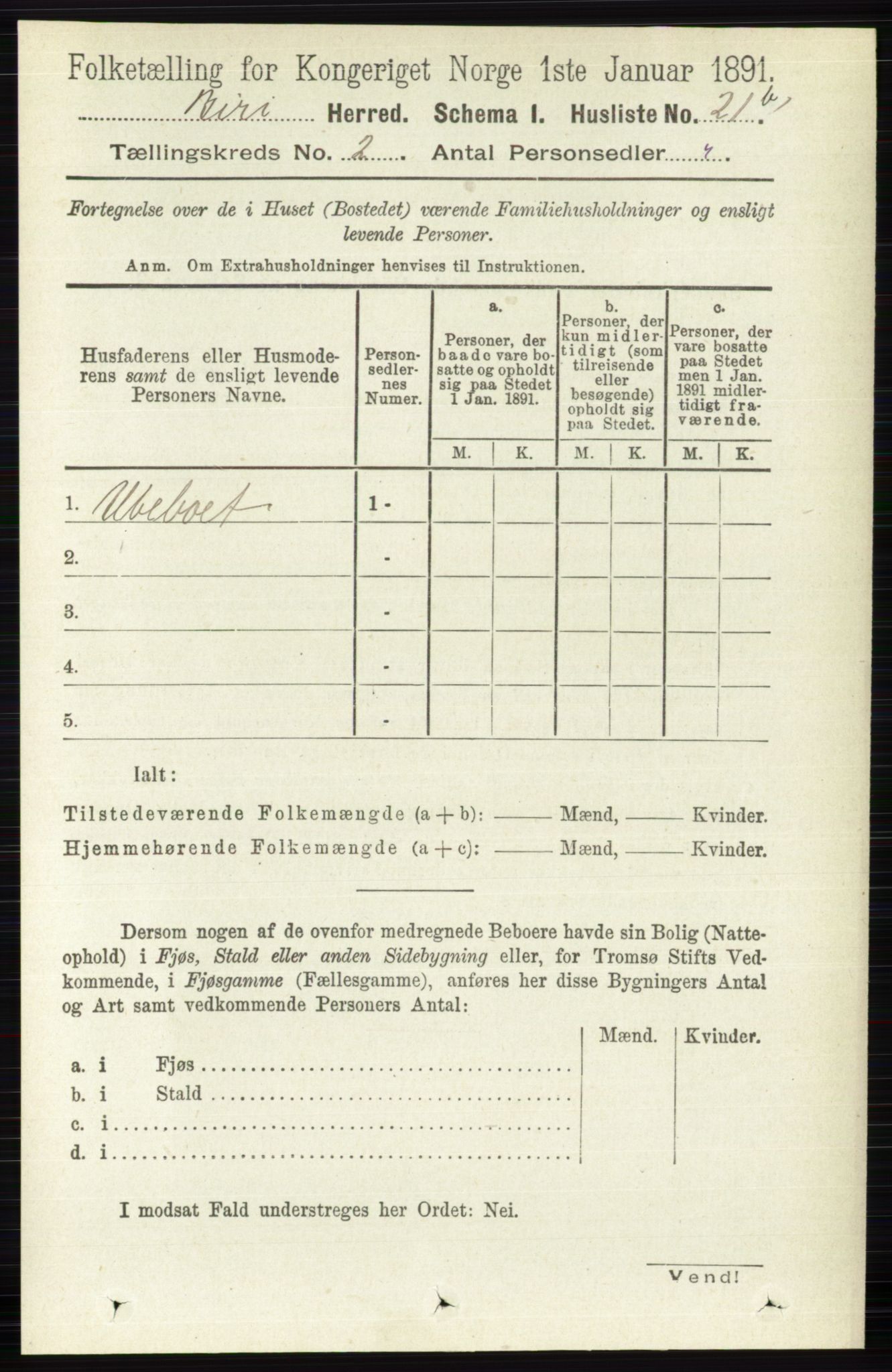RA, 1891 census for 0525 Biri, 1891, p. 479