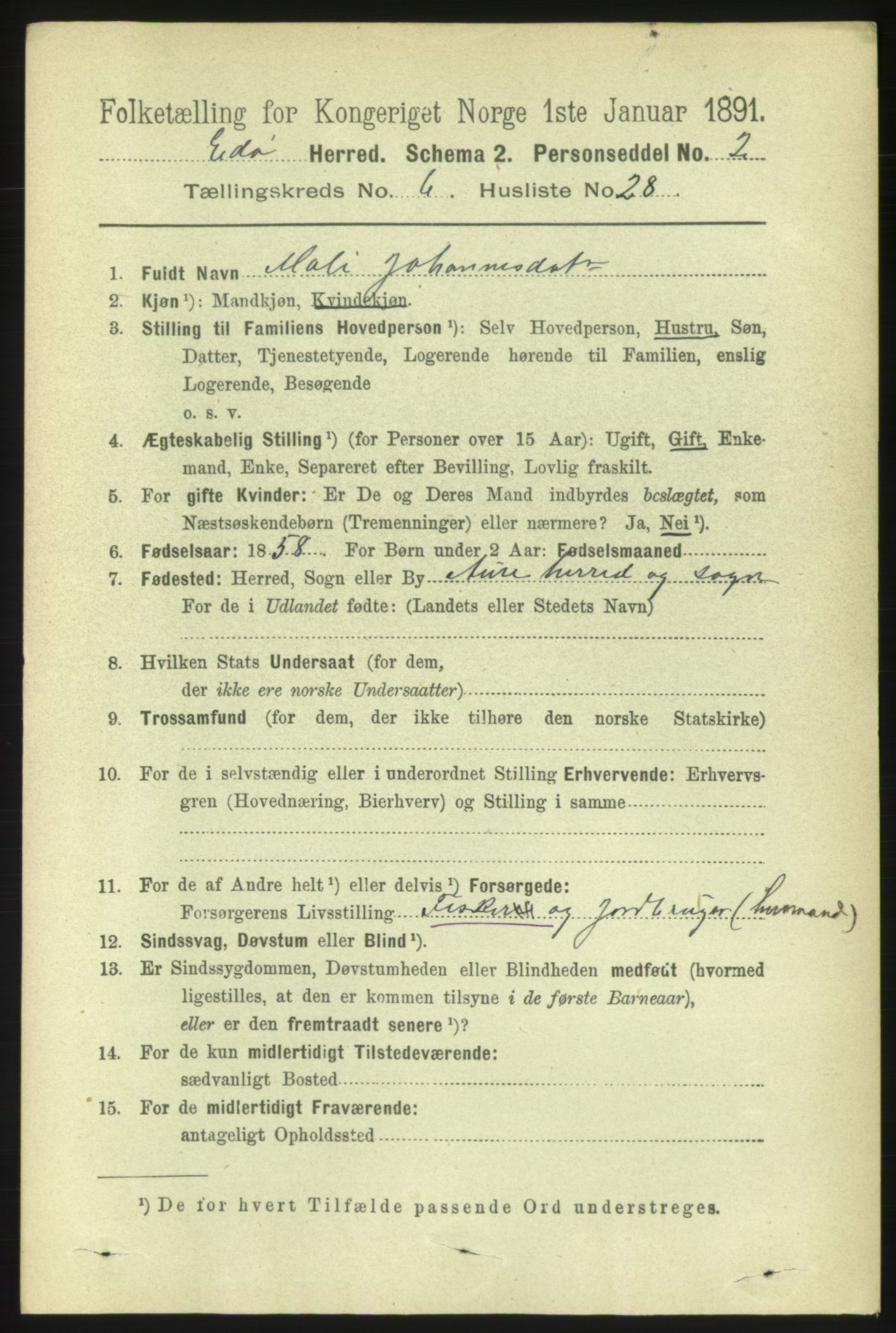 RA, 1891 census for 1573 Edøy, 1891, p. 1522