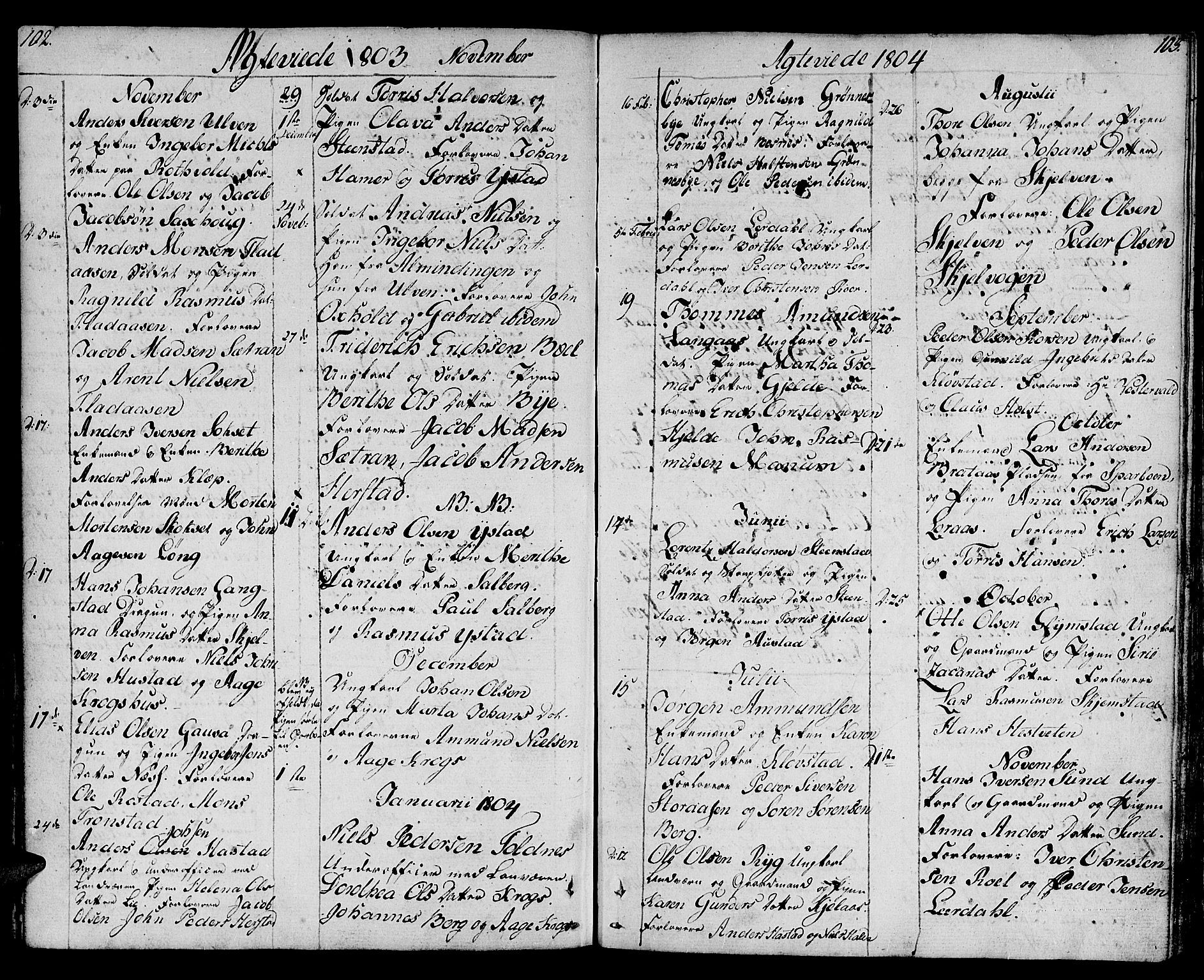 Ministerialprotokoller, klokkerbøker og fødselsregistre - Nord-Trøndelag, SAT/A-1458/730/L0274: Parish register (official) no. 730A03, 1802-1816, p. 102-103